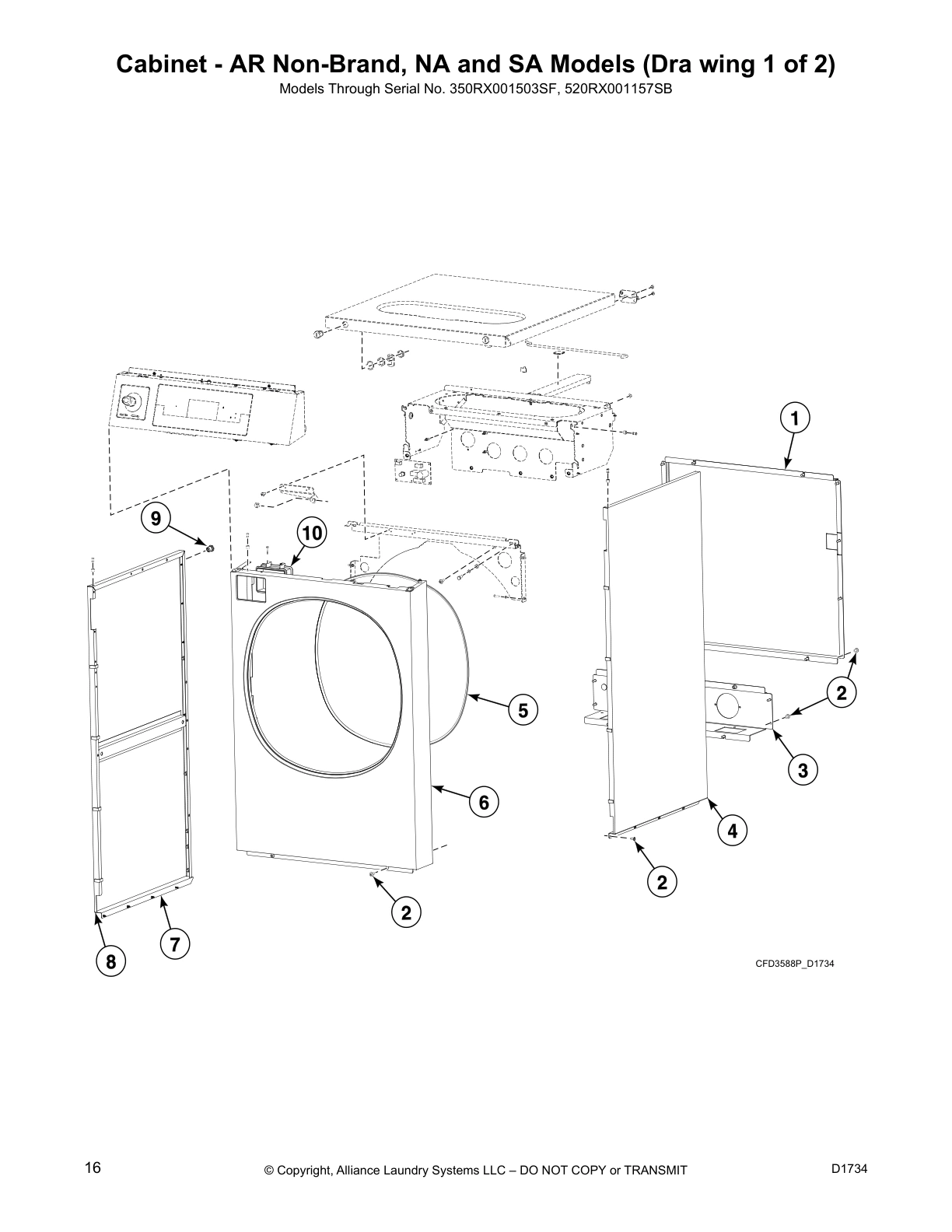 Cabinet - AR Non-Brand, NA and SA Models (Dra wing 1 of 2)