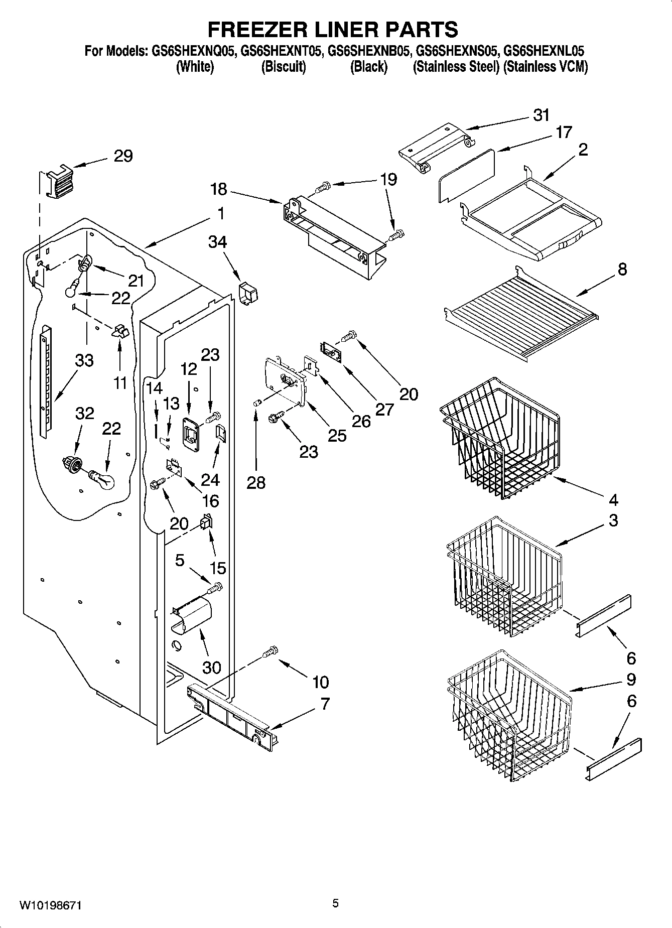 04 - FREEZER LINER PARTS