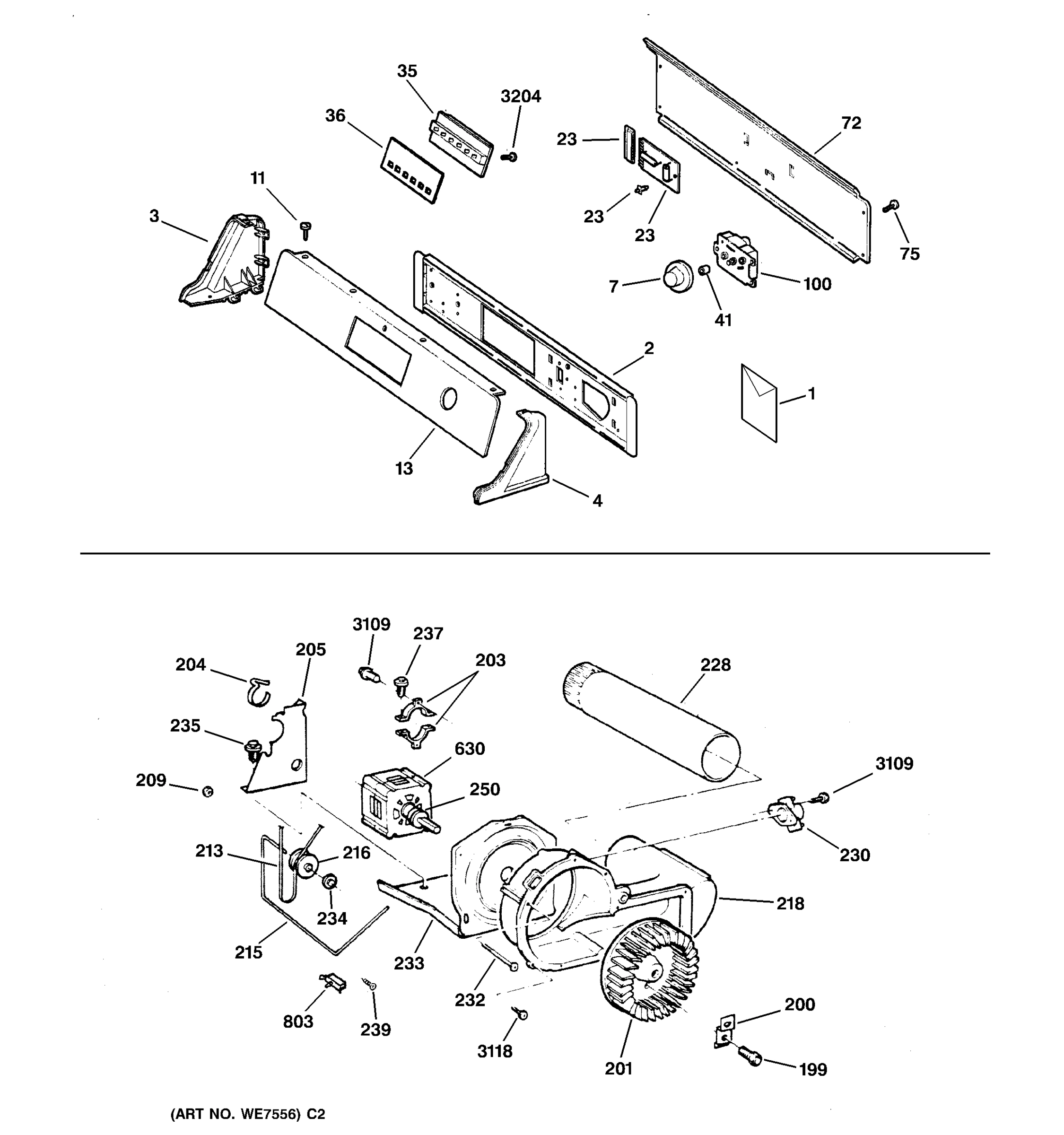 BACKSPLASH, BLOWER & MOTOR