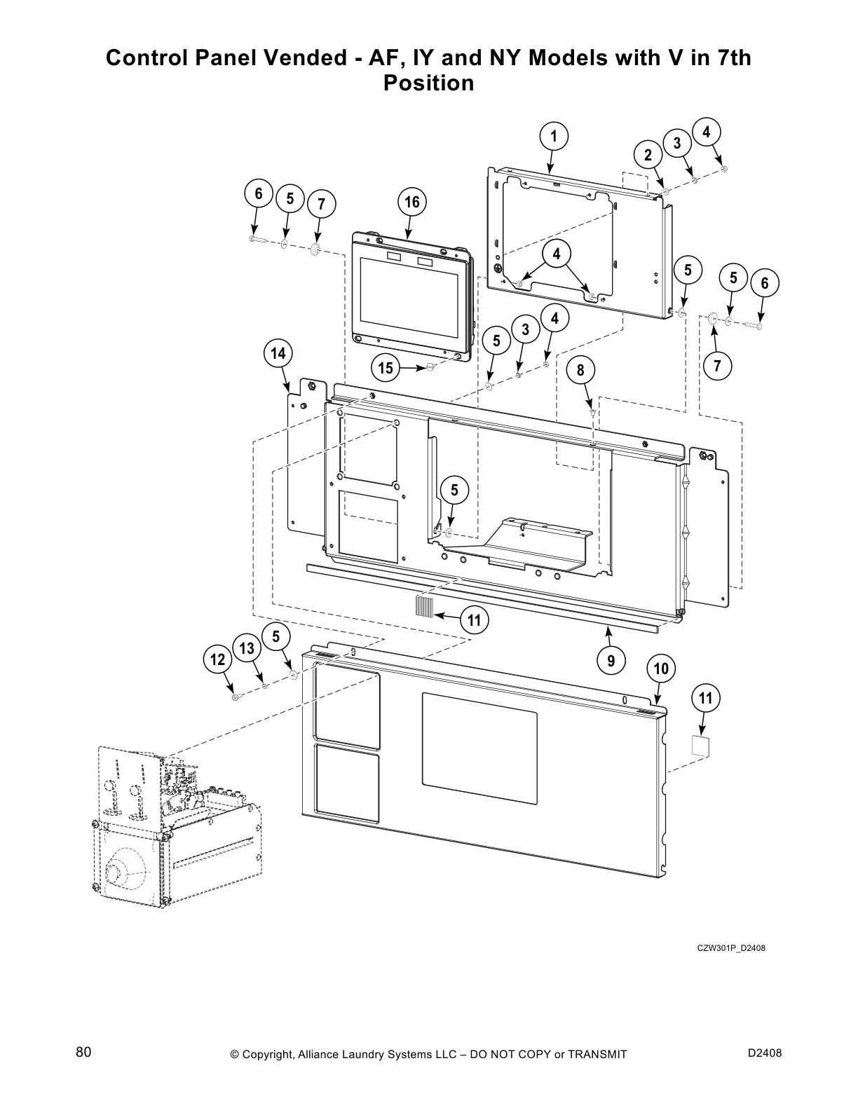 Control Panel Vended - AF, IY and NY Models with V in 7th
Position
