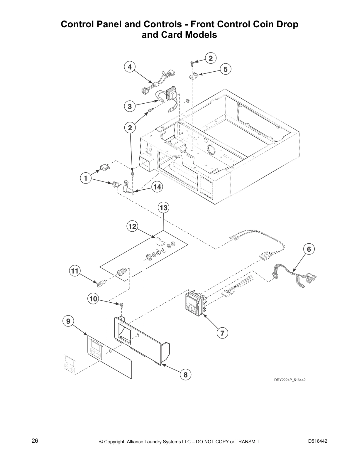 Control Panel and Controls - Front Control Coin Drop
and Card Models
