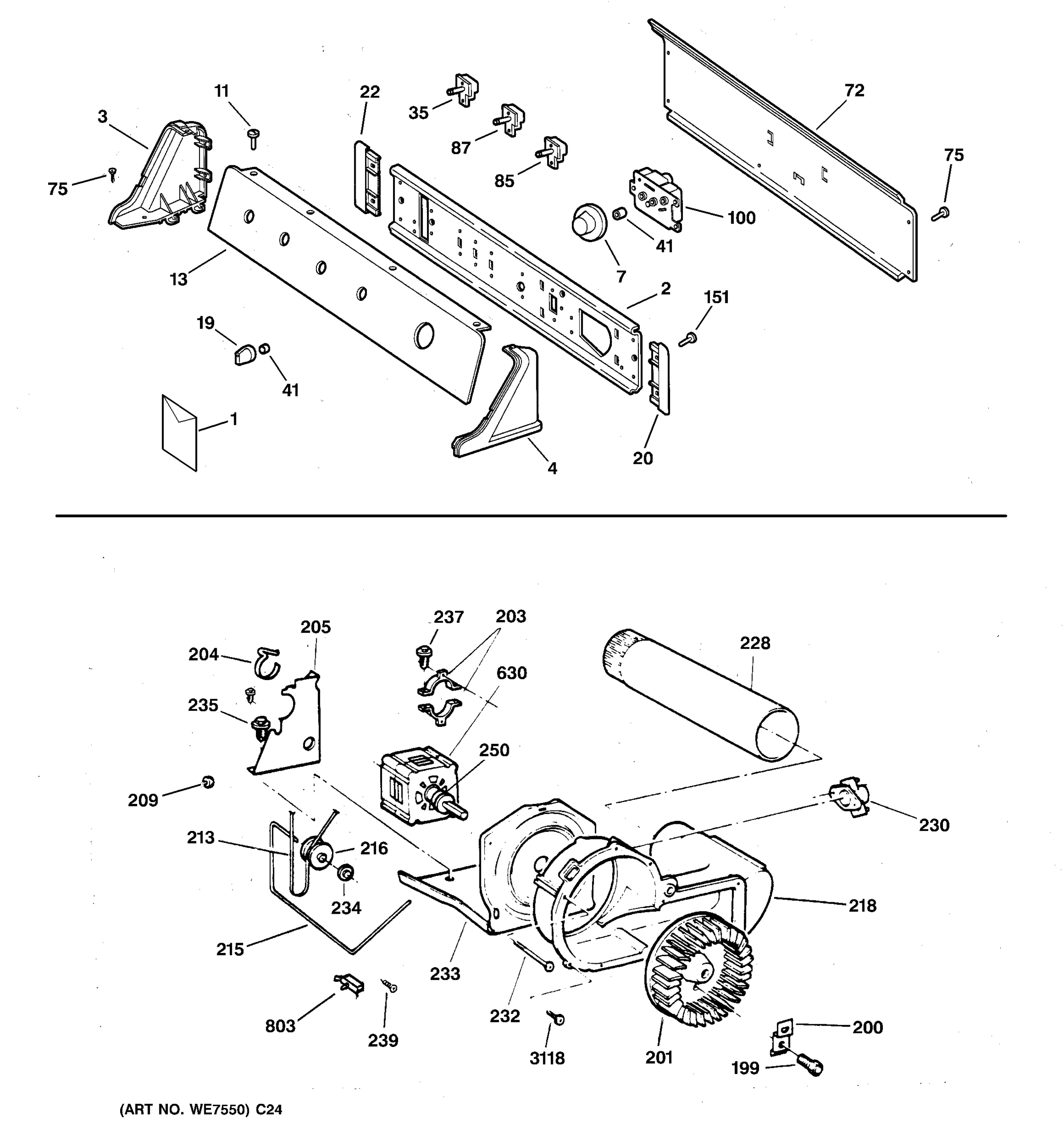 BACKSPLASH, BLOWER & MOTOR ASSEMBLY
