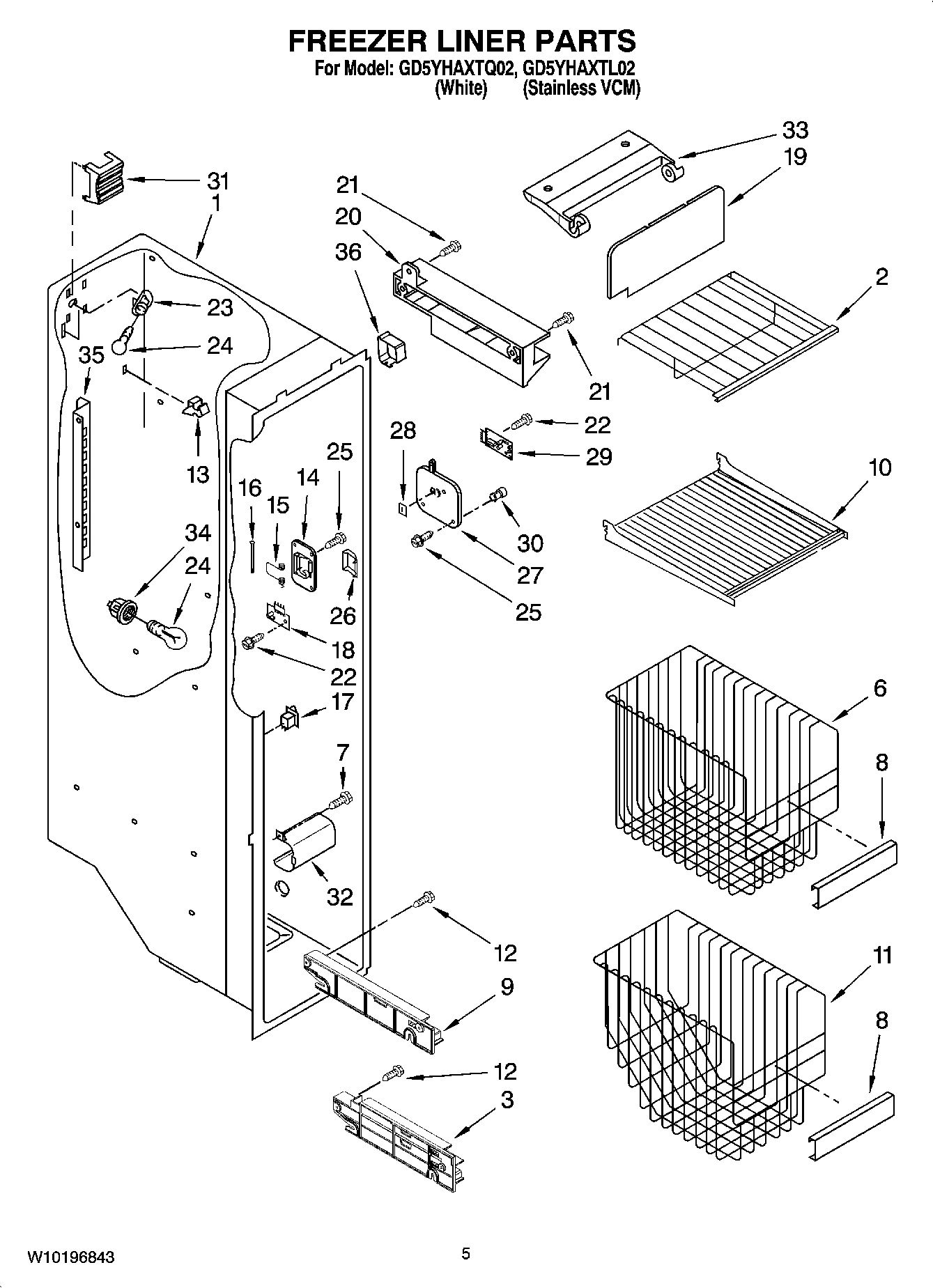 04 - FREEZER LINER PARTS