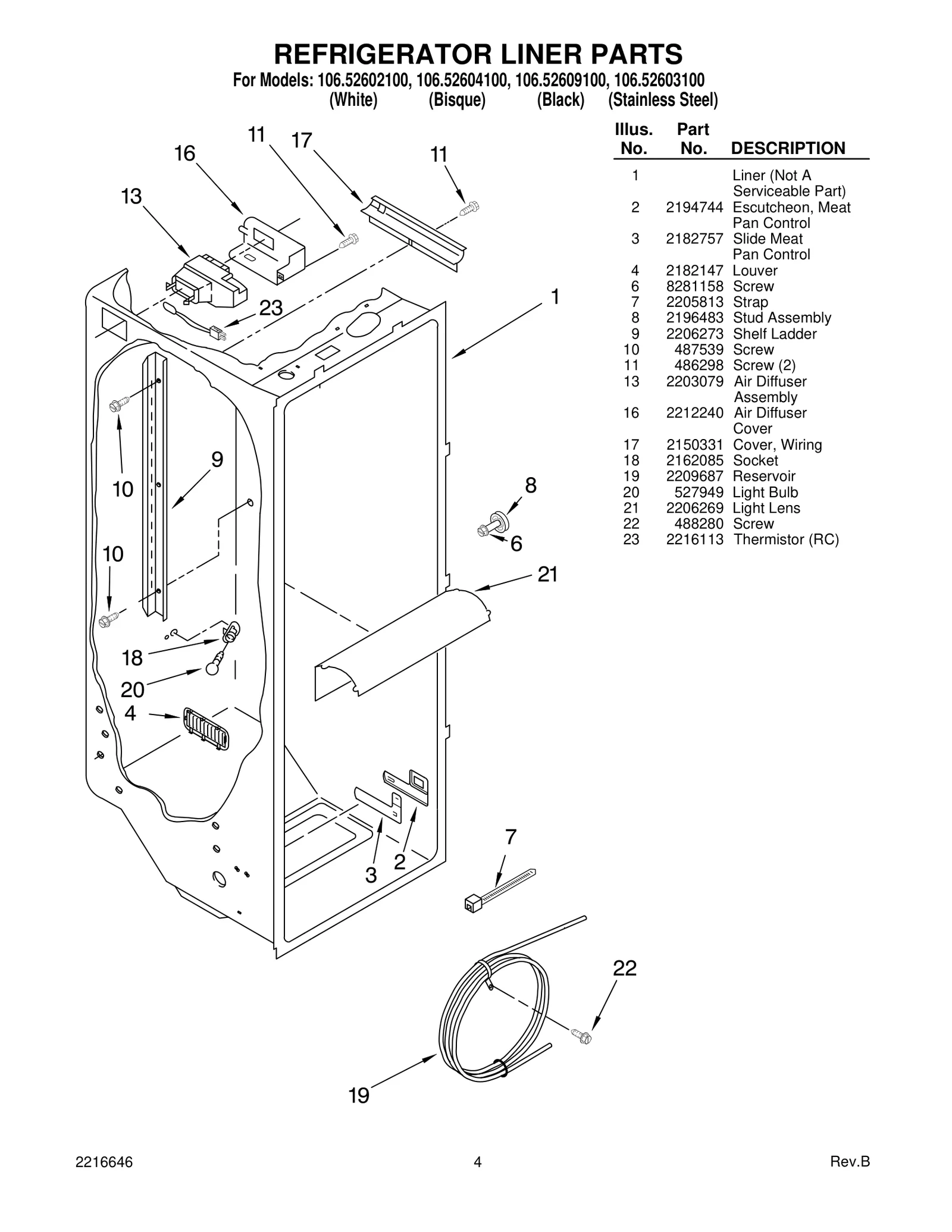 REFRIGERATOR LINER PARTS