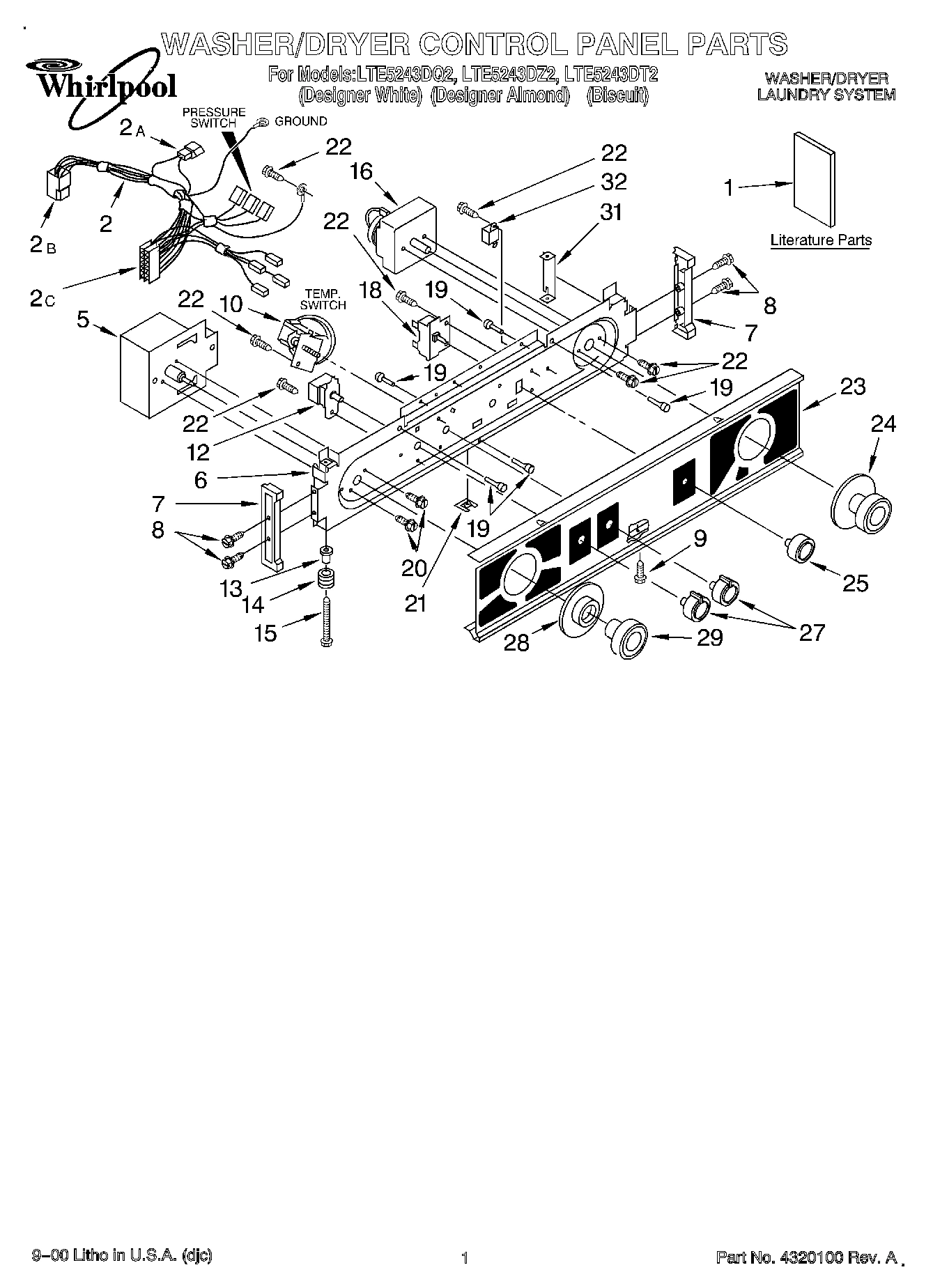 01 - WASHER/DRYER CONTROL PANEL, LITERAT