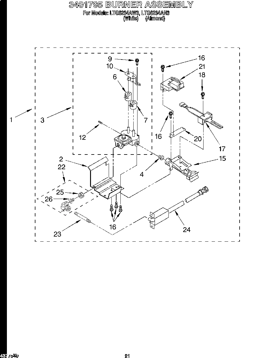 15 - 3401795 BURNER ASSEMBLY