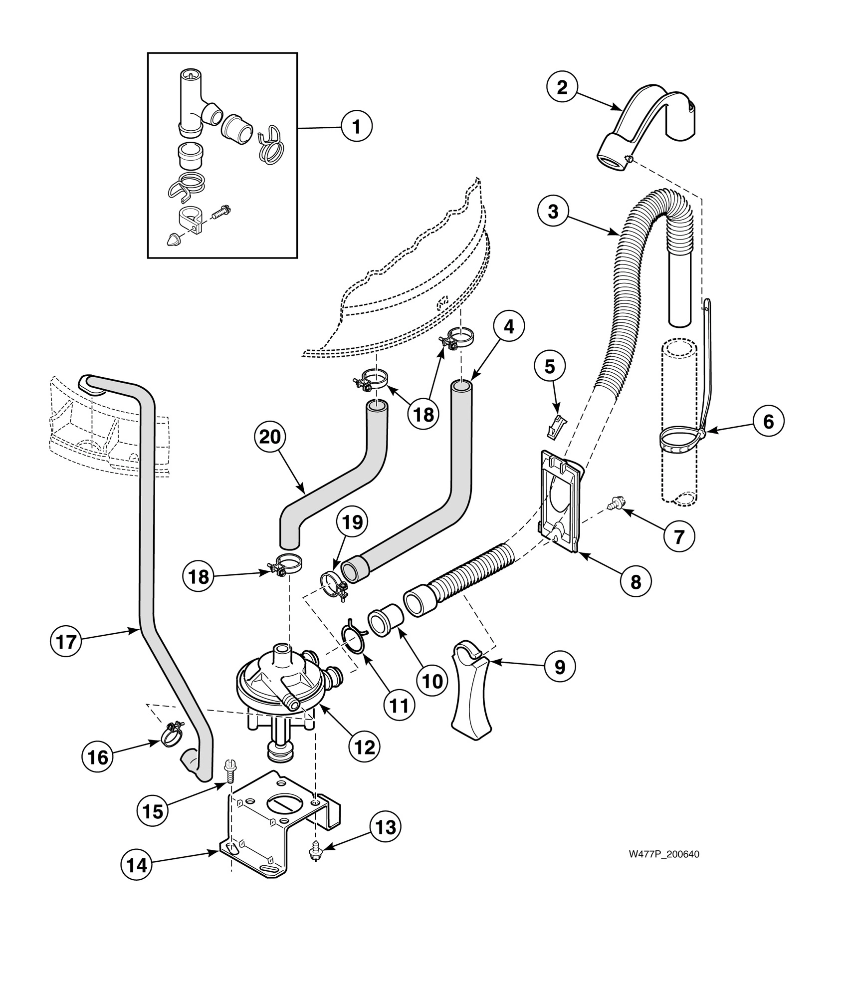 Pump Assembly, Bracket, Hoses and Siphon Break Kit