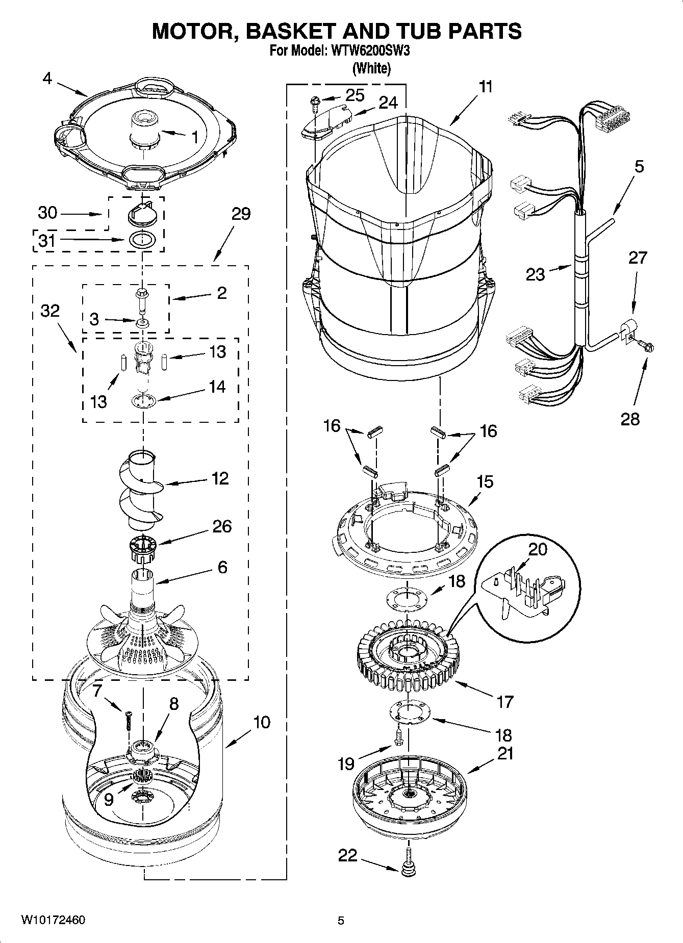 03 - MOTOR, BASKET AND TUB PARTS