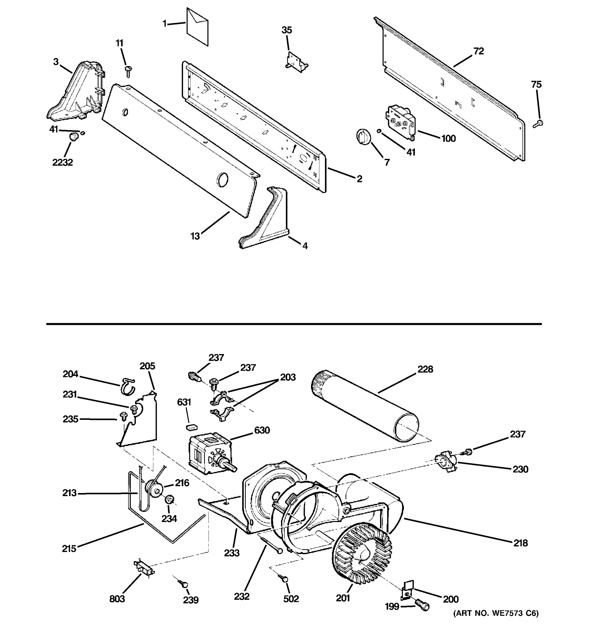 CONTROLS, BACKSPLASH, BLOWER & MOTOR