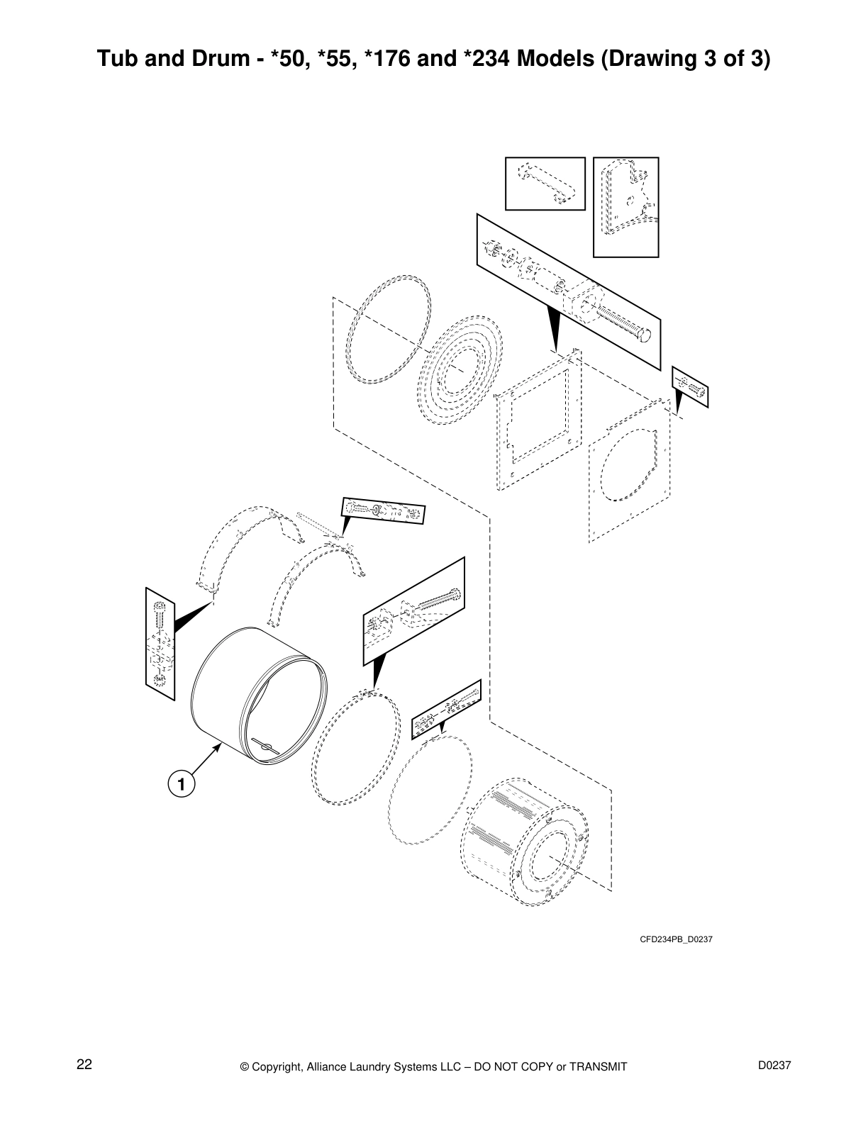 Tub and Drum - *50, *55, *176 and *234 Models (Drawing 3 of 3)