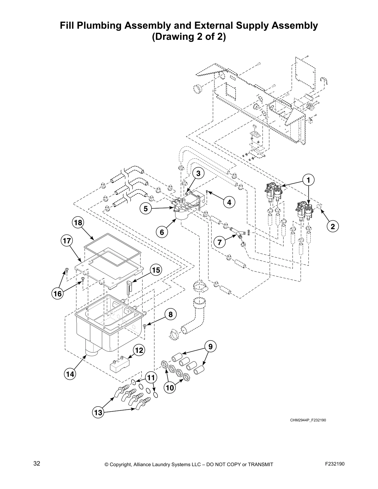 Fill Plumbing Assembly and External Supply Assembly 
(Drawing 2 of 2)