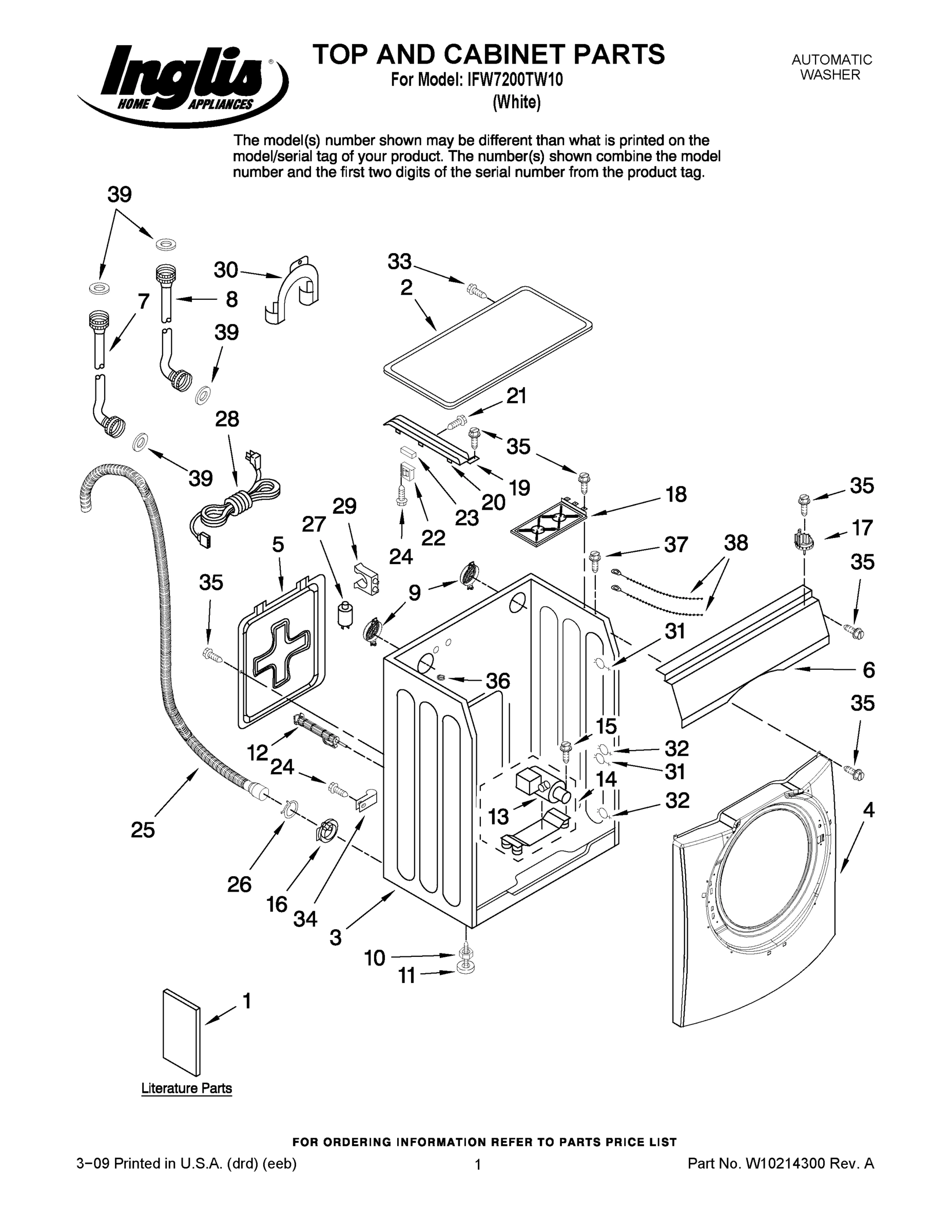 01 - TOP AND CABINET PARTS