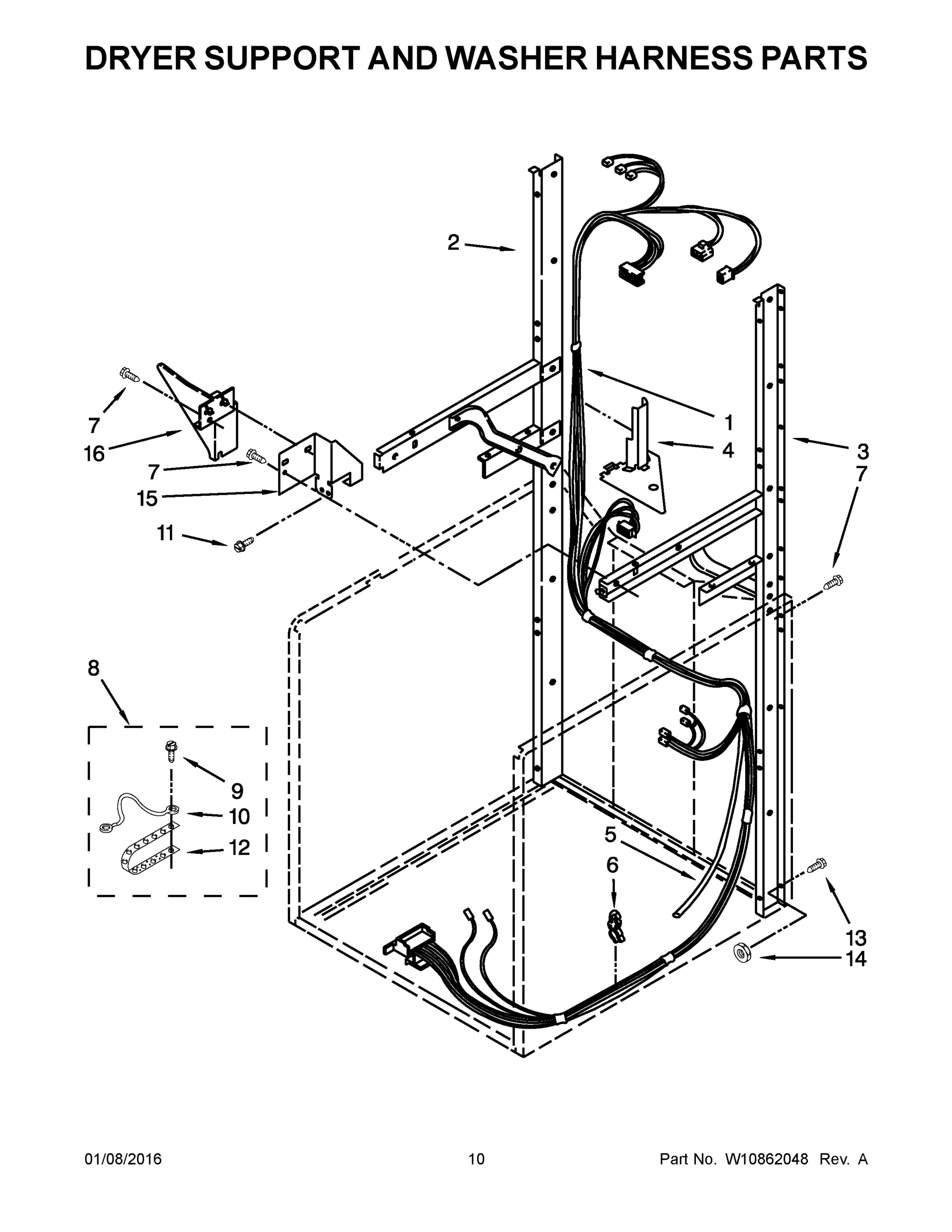 06 - DRYER SUPPORT AND WASHER HARNESS PARTS