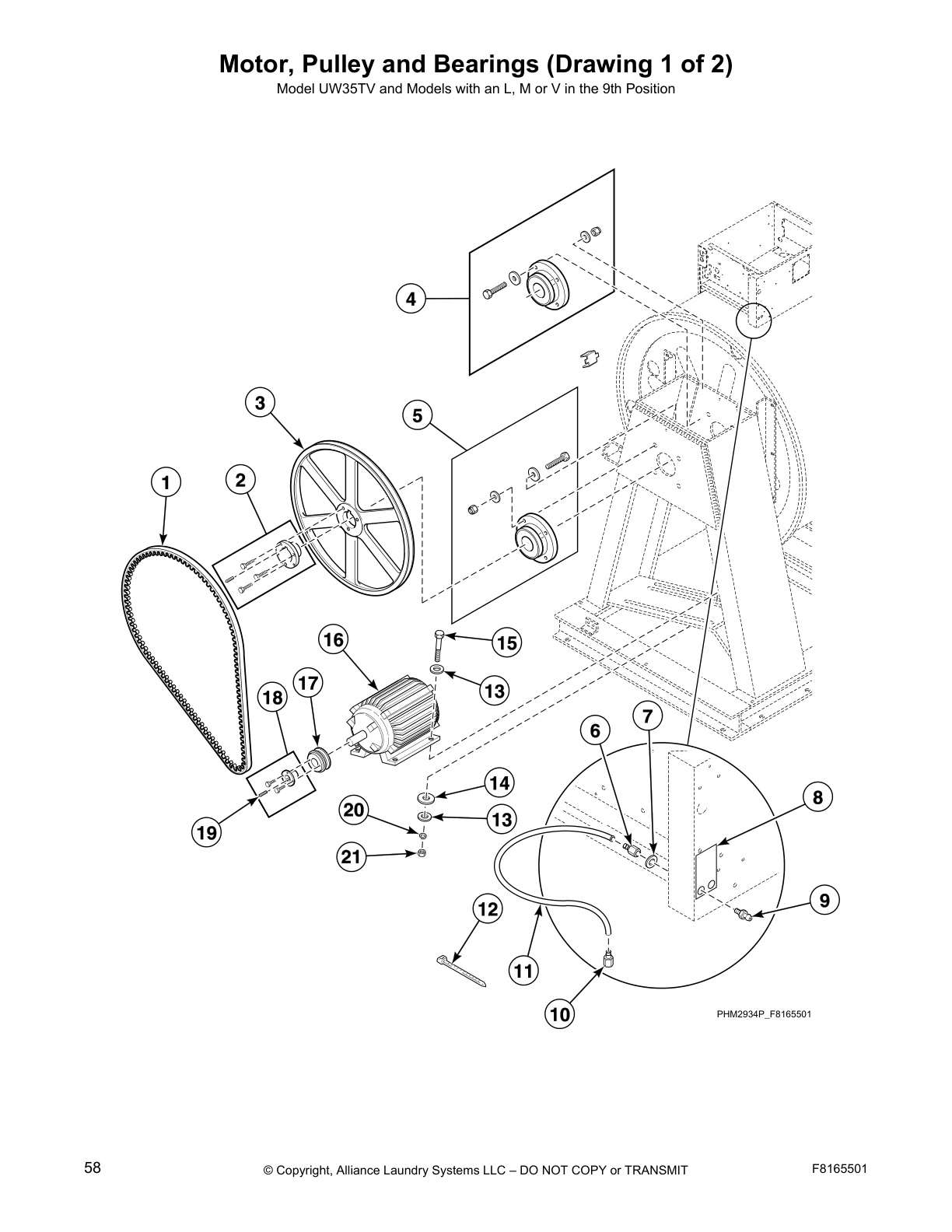 Motor, Pulley and Bearings (Drawing 1 of 2)