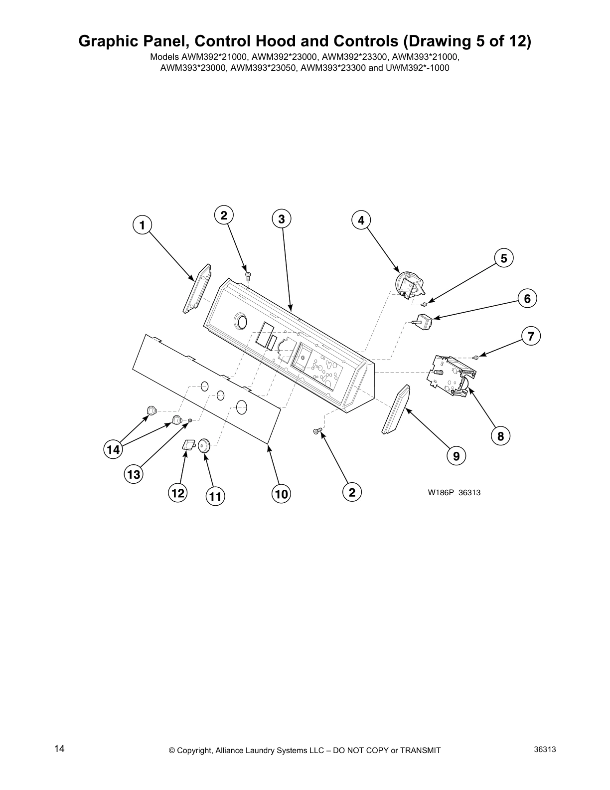 Graphic Panel, Control Hood and Controls (Drawing 5 of 12)