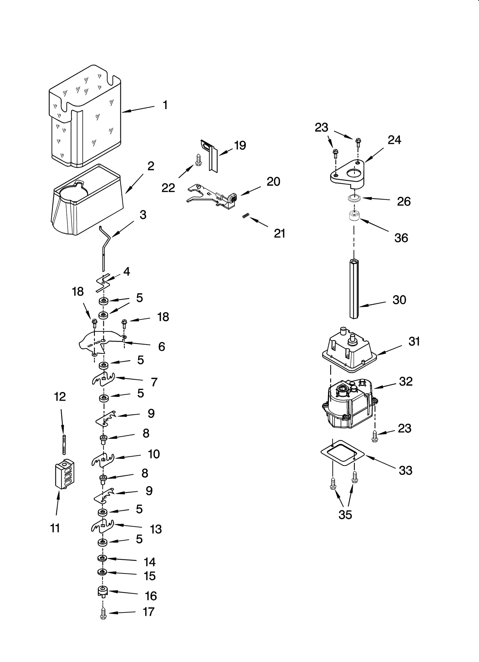 MOTOR AND ICE CONTAINER PARTS