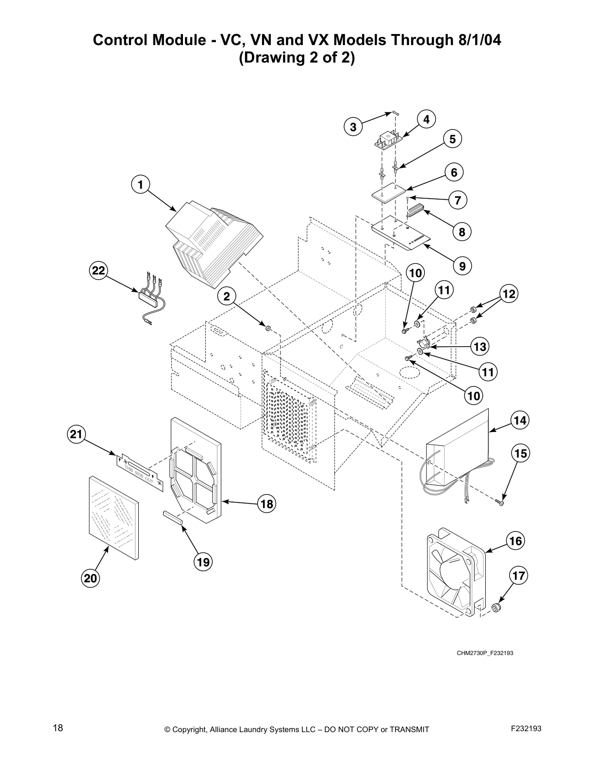 Control Module - VC, VN and VX Models Through 8/1/04 
(Drawing 2 of 2)