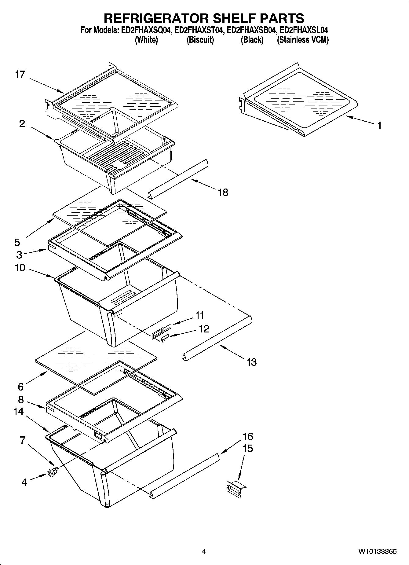 03 - REFRIGERATOR SHELF PARTS