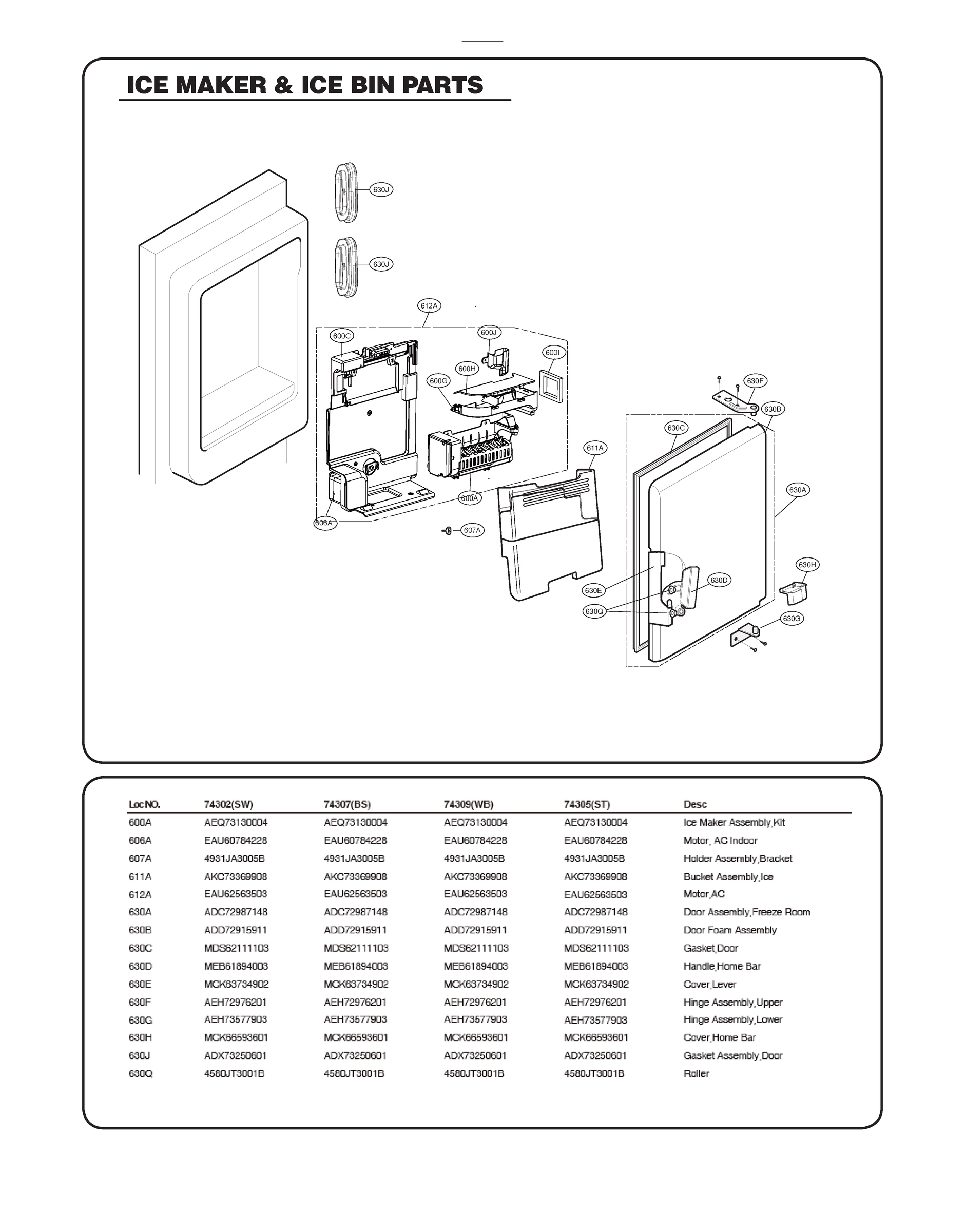 ICE MAKER & ICE BIN PARTS