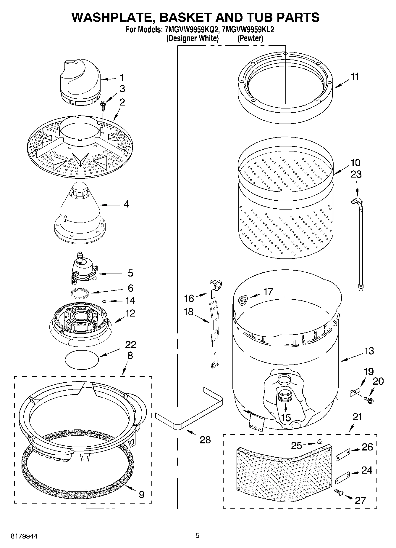 03 - WASHPLATE, BASKET AND TUB PARTS
