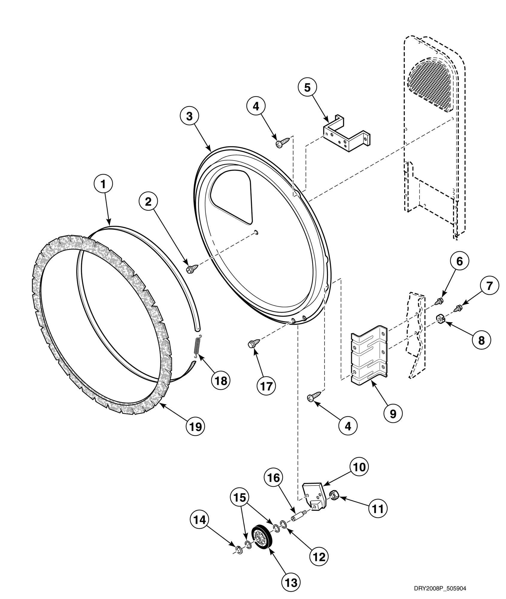 Rear Bulkhead, Felt Seal and Cylinder Roller