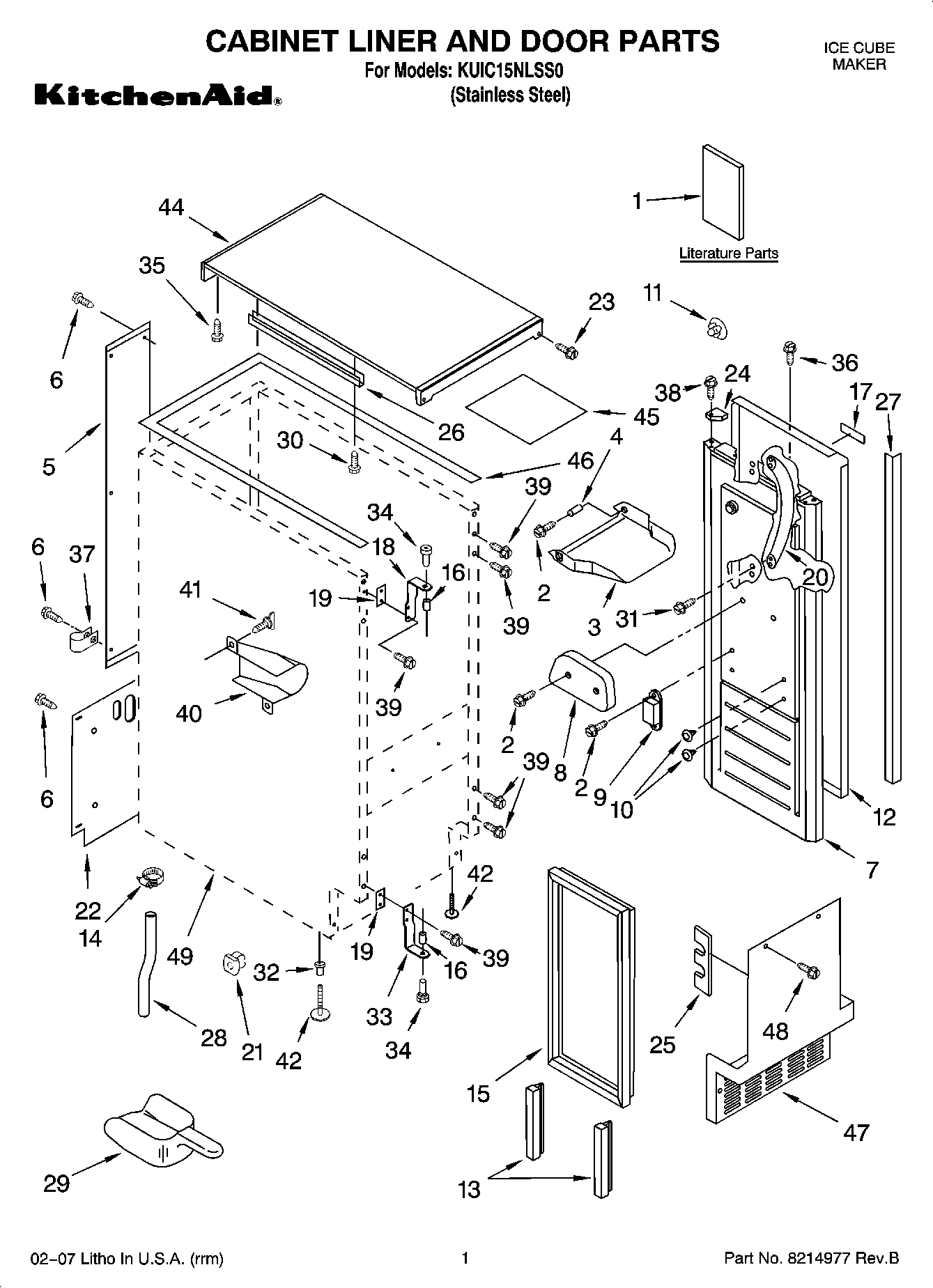 01 - CABINET LINER AND DOOR PARTS