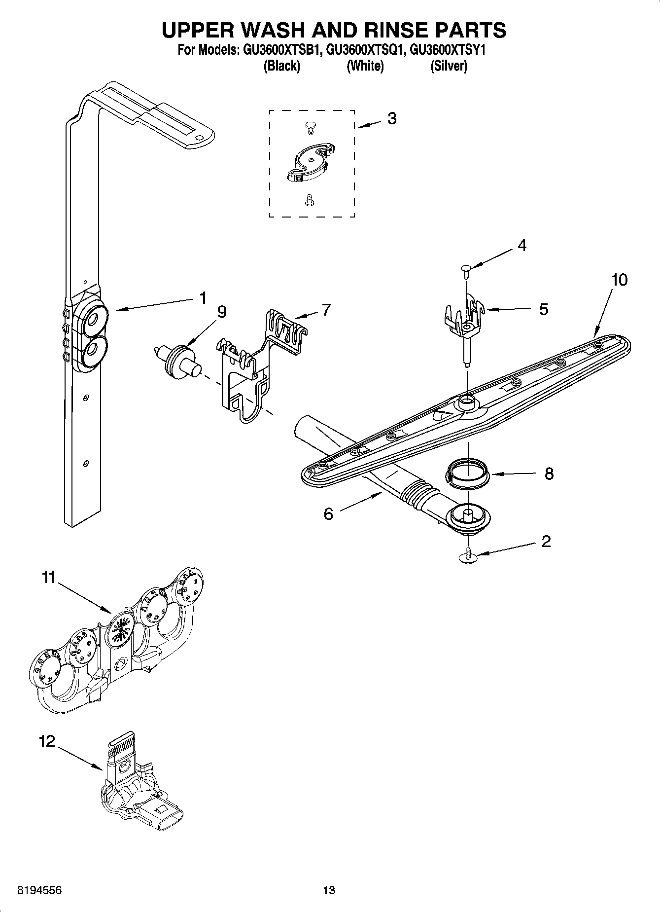 10 - UPPER WASH AND RINSE PARTS