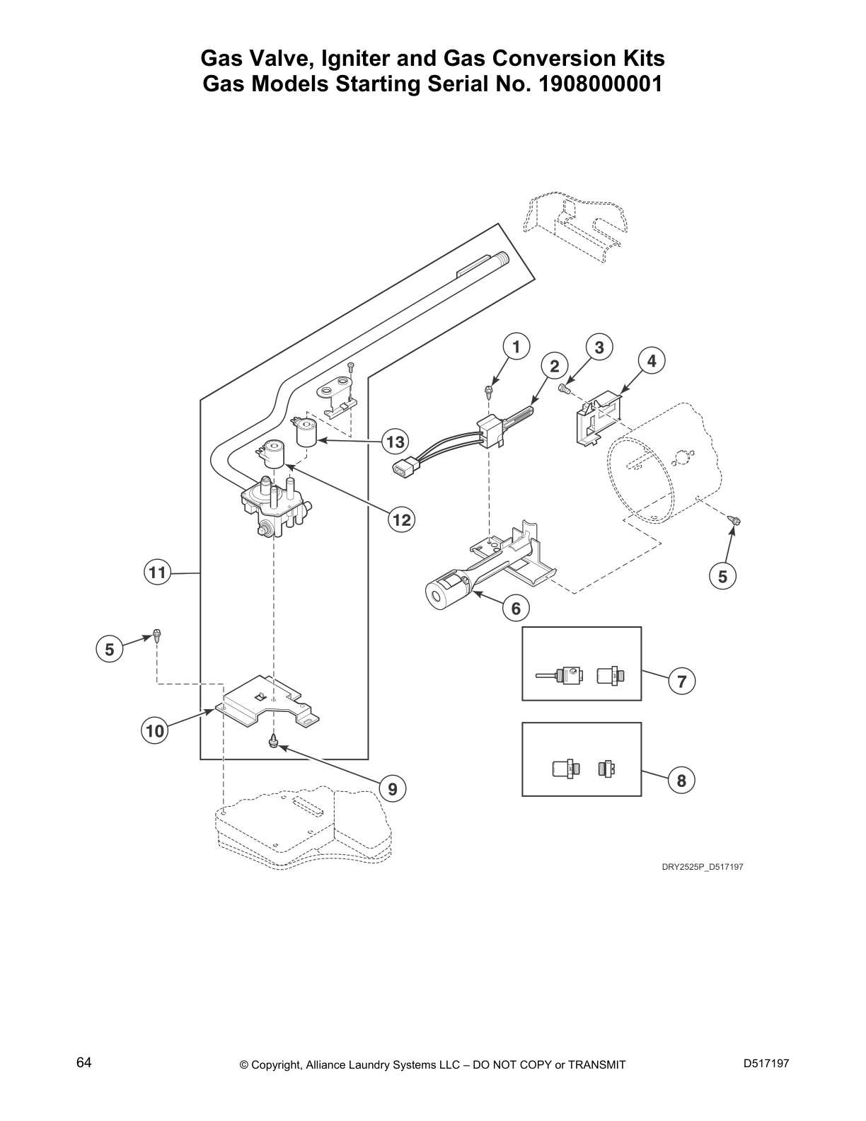 Gas Valve, Igniter and Gas Conversion Kits
Gas Models Starting Serial No. 1908000001
