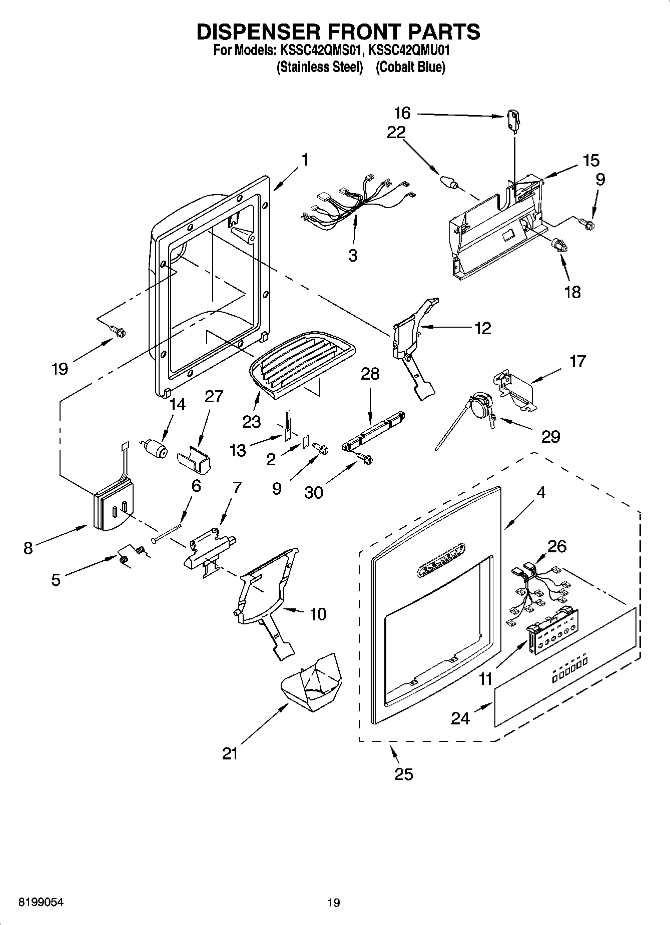 12 - DISPENSER AND FRONT PARTS