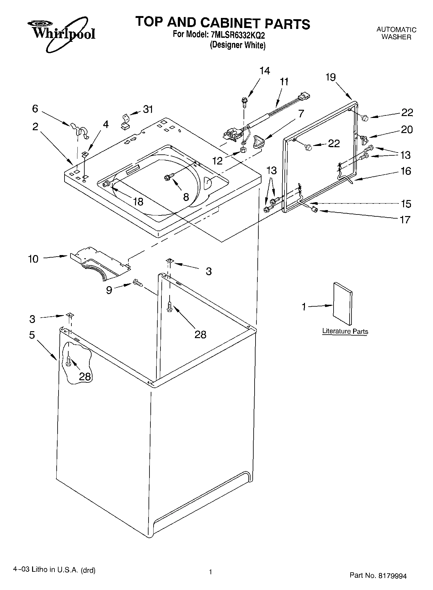 01 - TOP AND CABINET PARTS