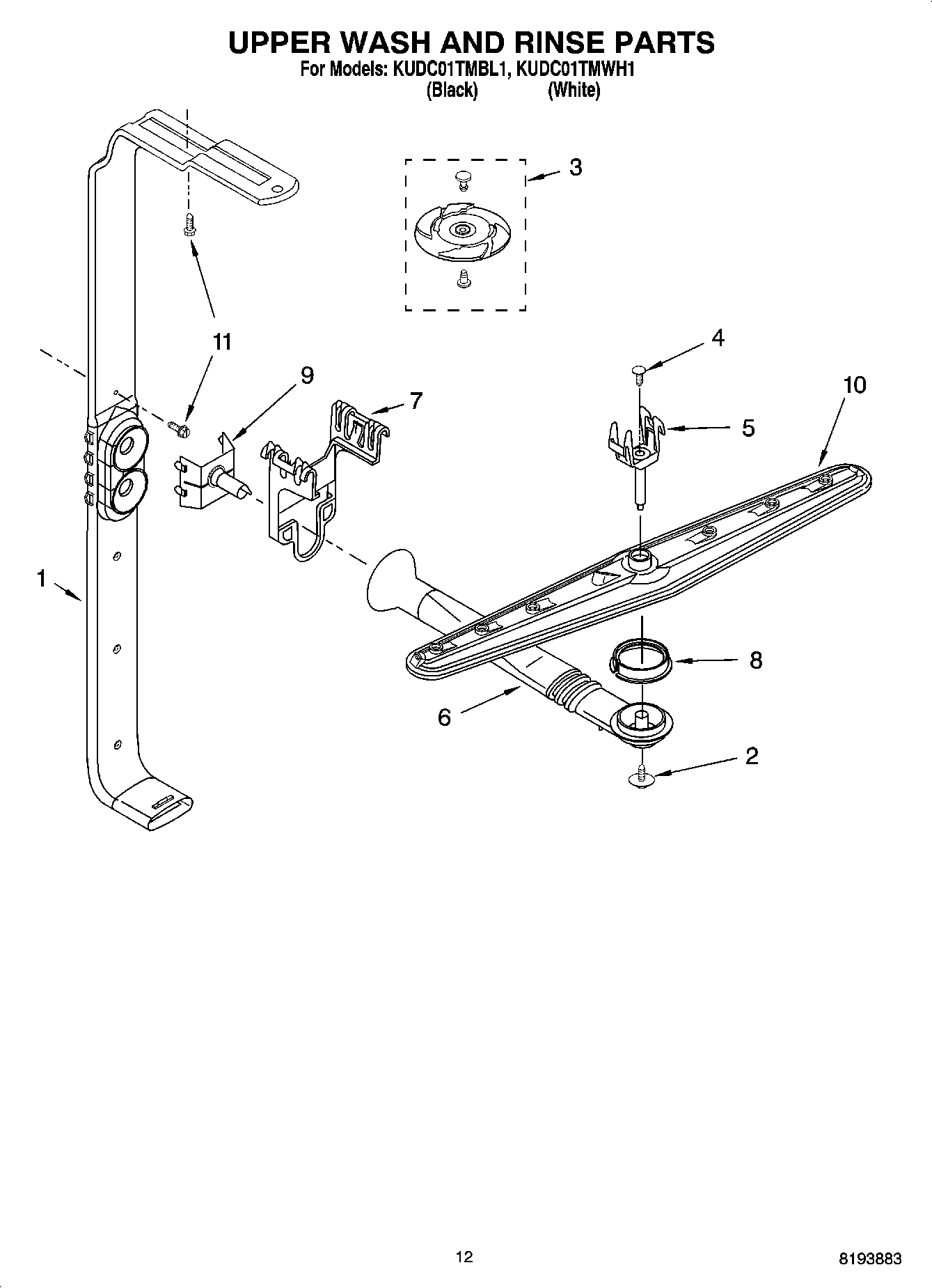 10 - UPPER WASH AND RINSE PARTS