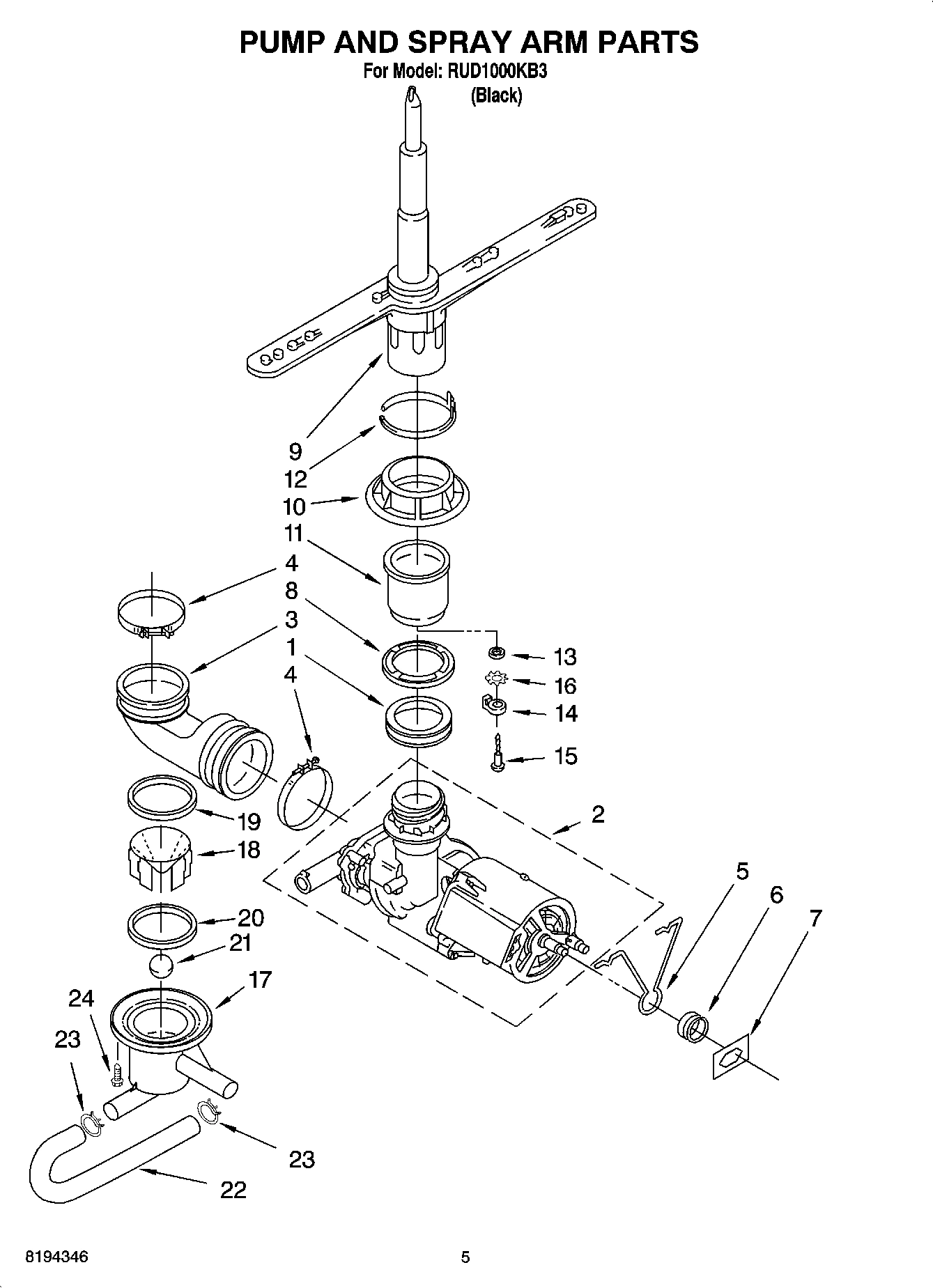 04 - PUMP AND SPRAY ARM PARTS