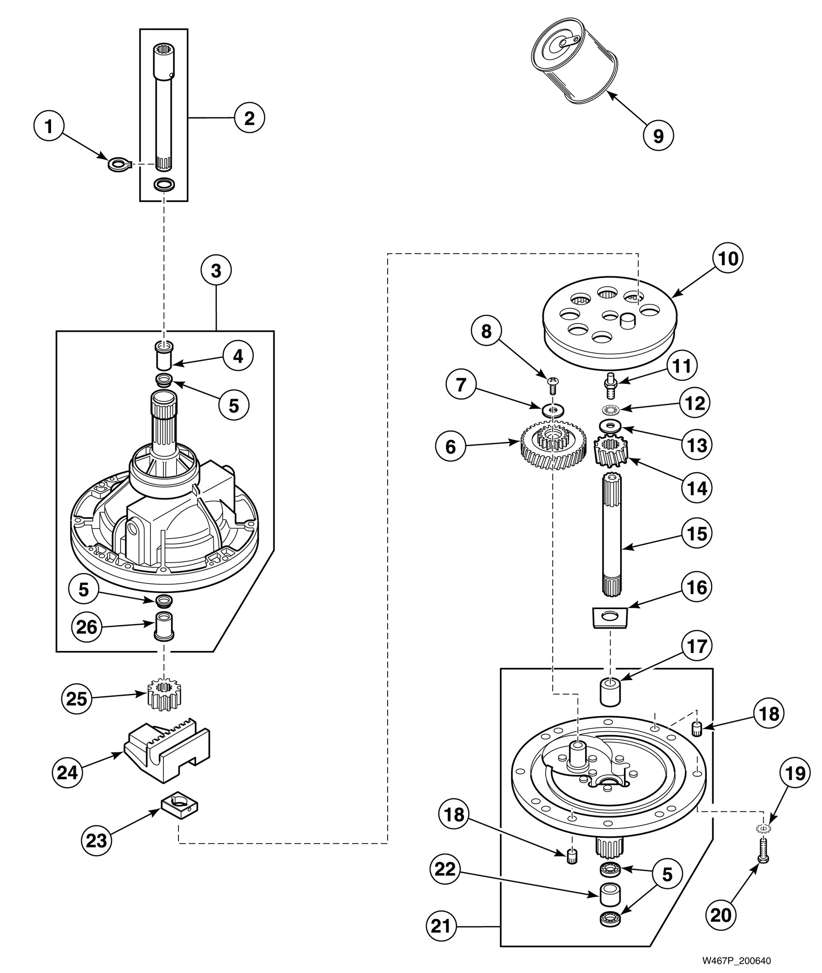Components for 30946P Transmission Assembly (Long Post Models)