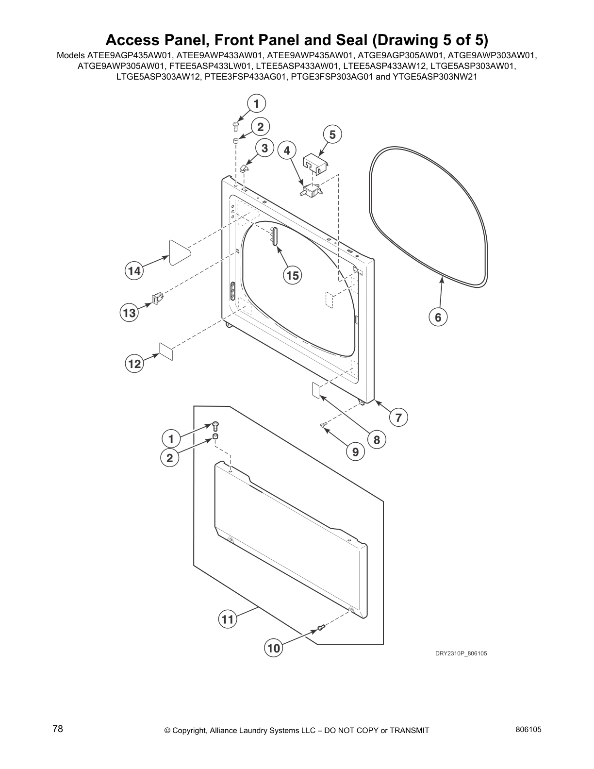 Access Panel, Front Panel and Seal (Drawing 5 of 5)