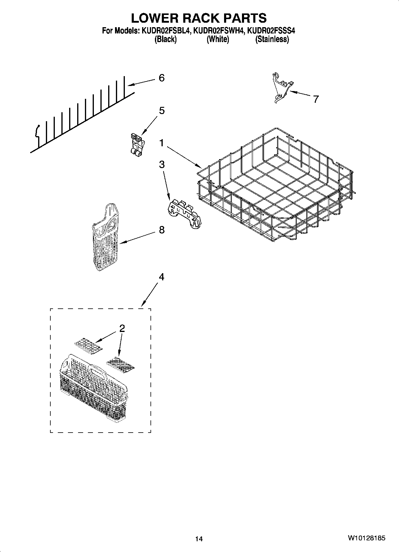 11 - LOWER RACK PARTS, OPTIONAL PARTS (NOT INCLUDED)