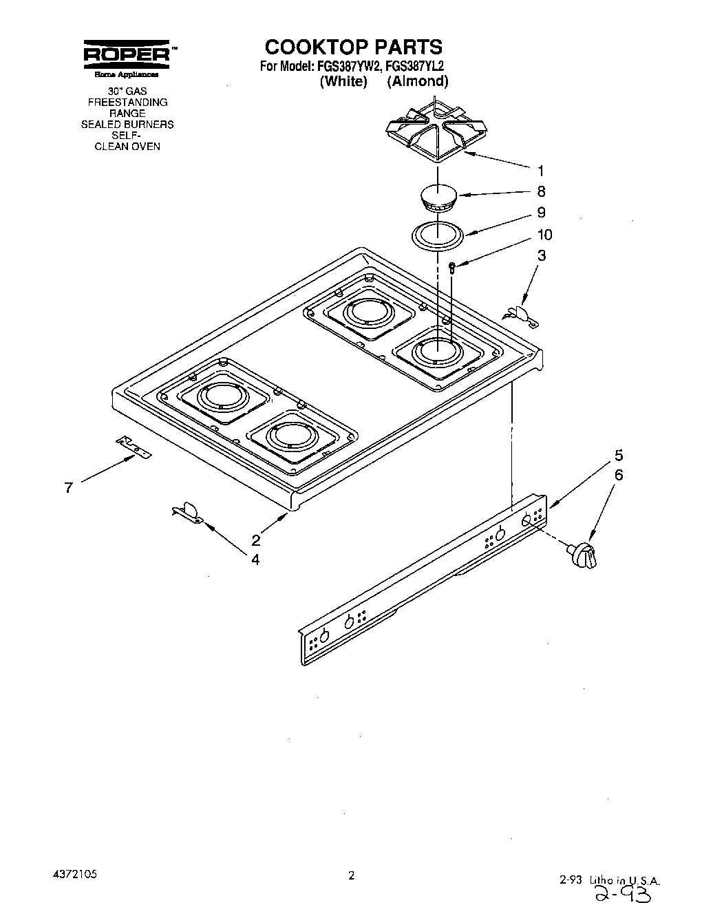 01 - COOKTOP AND CONTROL PANEL