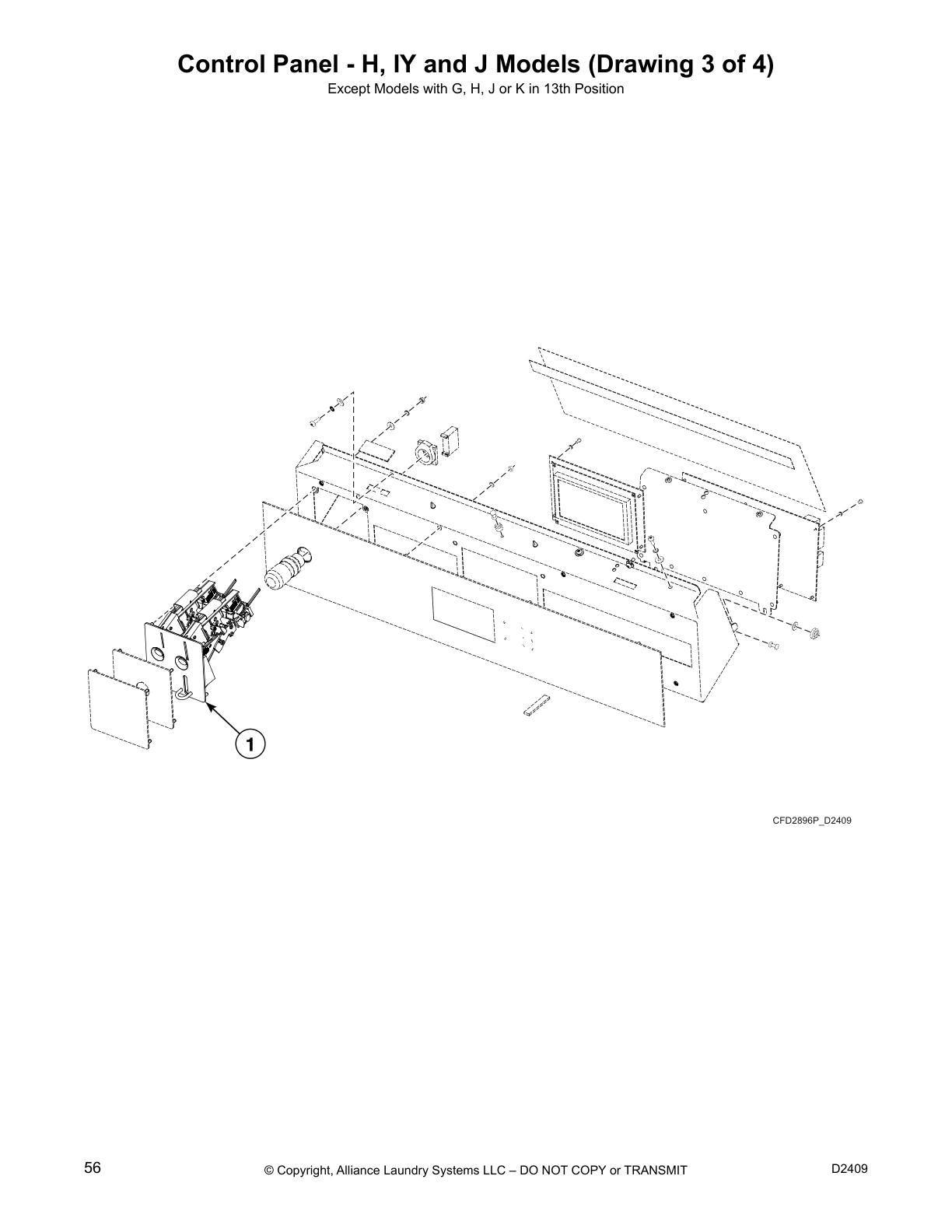 Control Panel - H, IY and J Models (Drawing 3 of 4)