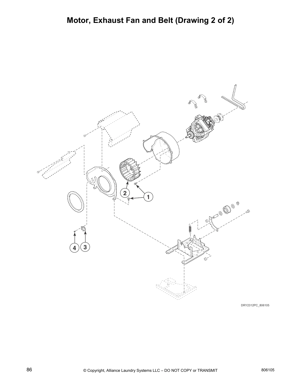 Motor, Exhaust Fan and Belt (Drawing 2 of 2)