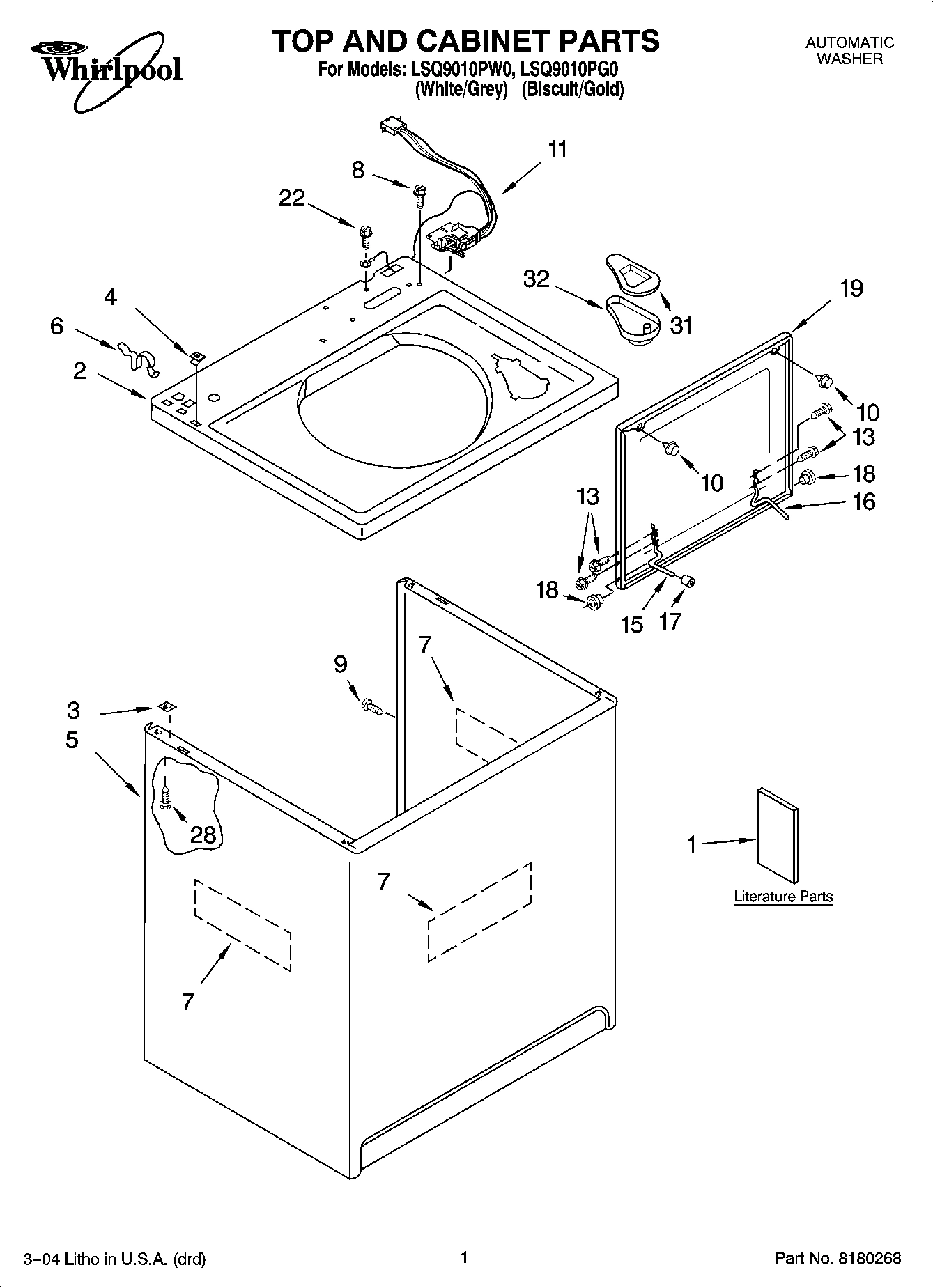 01 - TOP AND CABINET PARTS