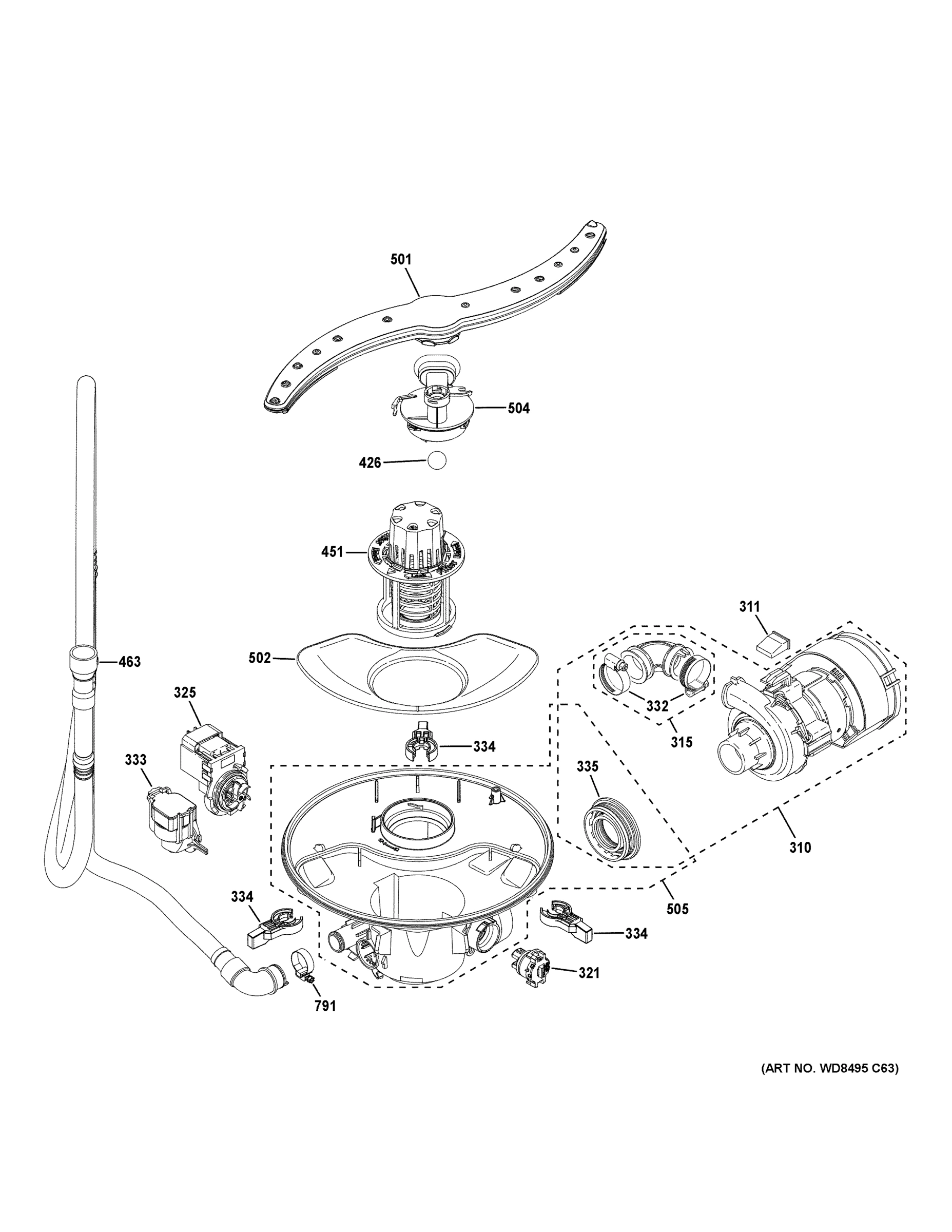 MOTOR, SUMP & FILTER ASSEMBLY