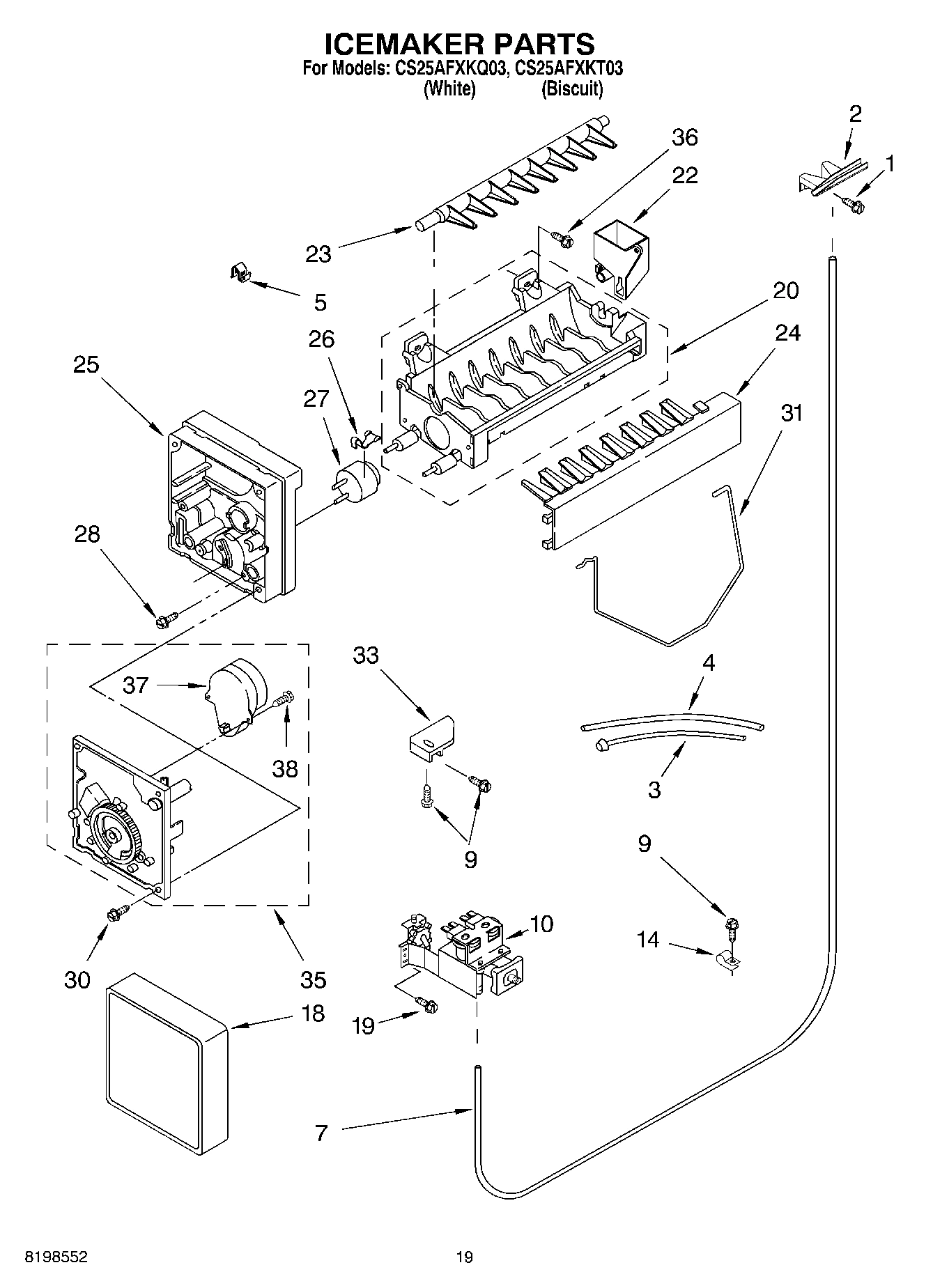 12 - ICEMAKER PARTS, PARTS NOT ILLUSTRATED