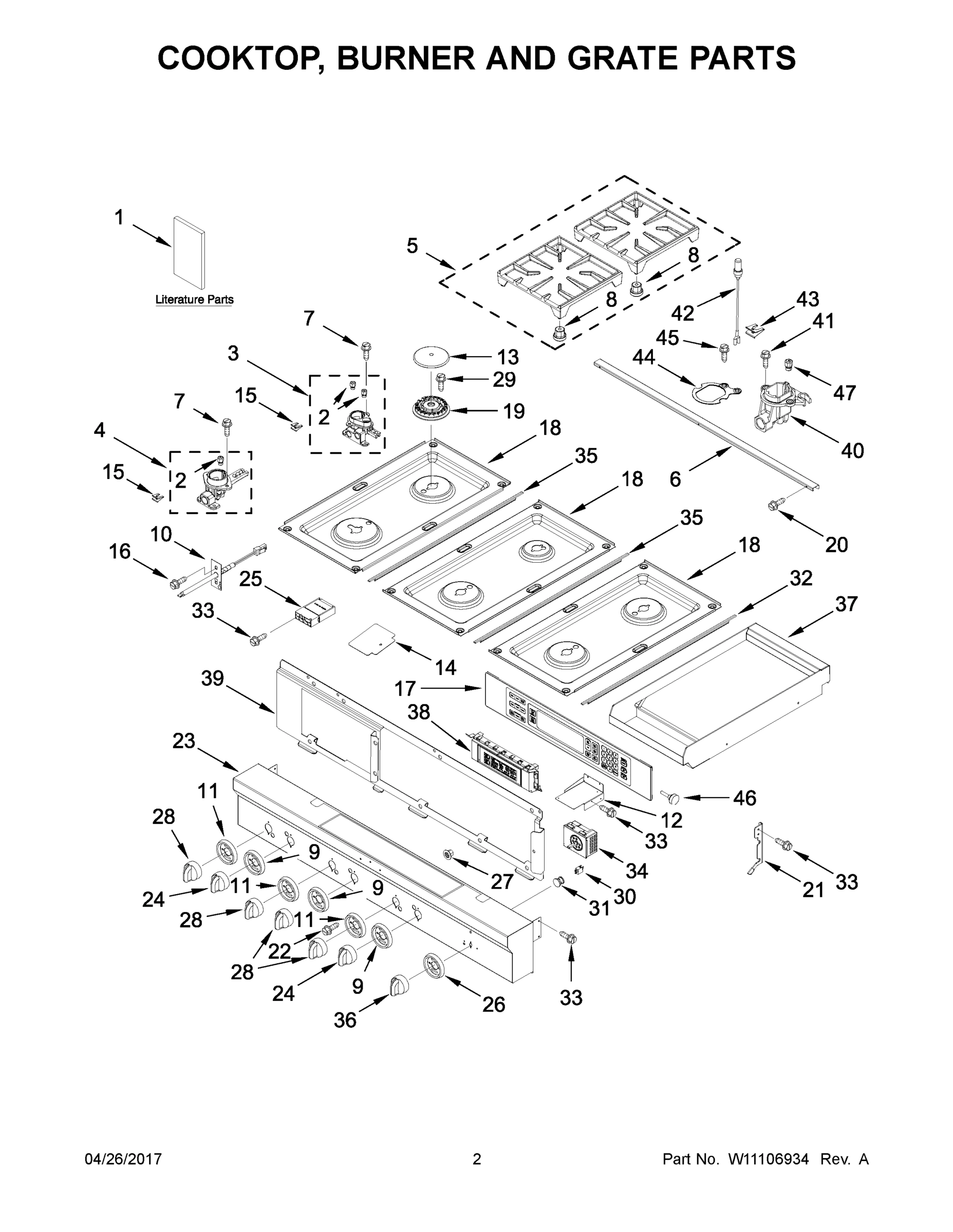 02 - COOKTOP, BURNER AND GRATE PARTS