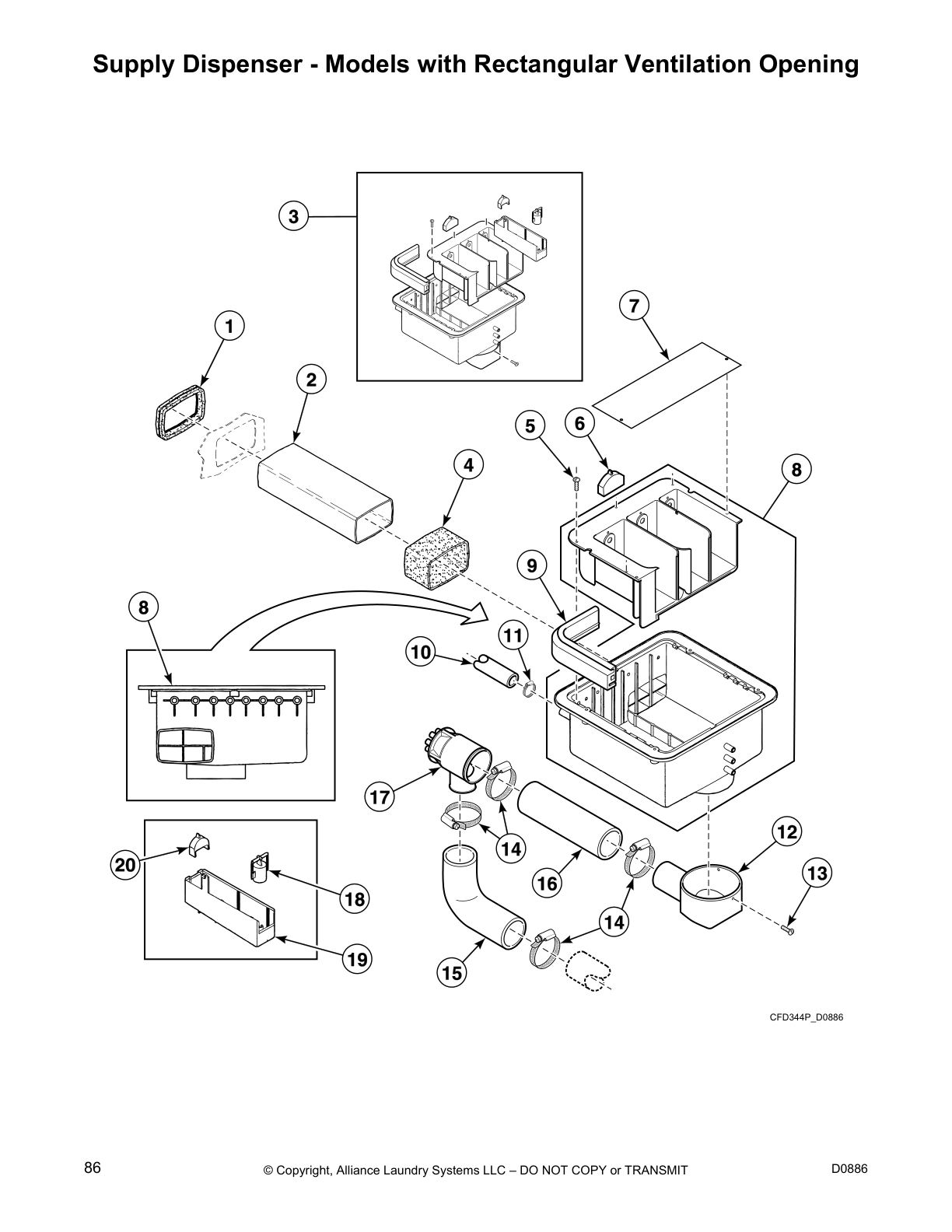 Supply Dispenser - Models with Rectangular Ventilation Opening