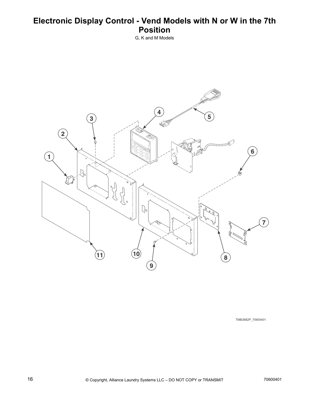 Electronic Display Control - Vend Models with N or W in the 7th 
Position