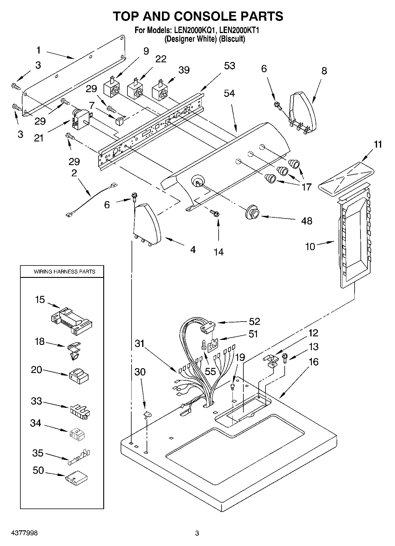 02 - TOP AND CONSOLE PARTS OPTIONAL PARTS (NOT INCLUDED