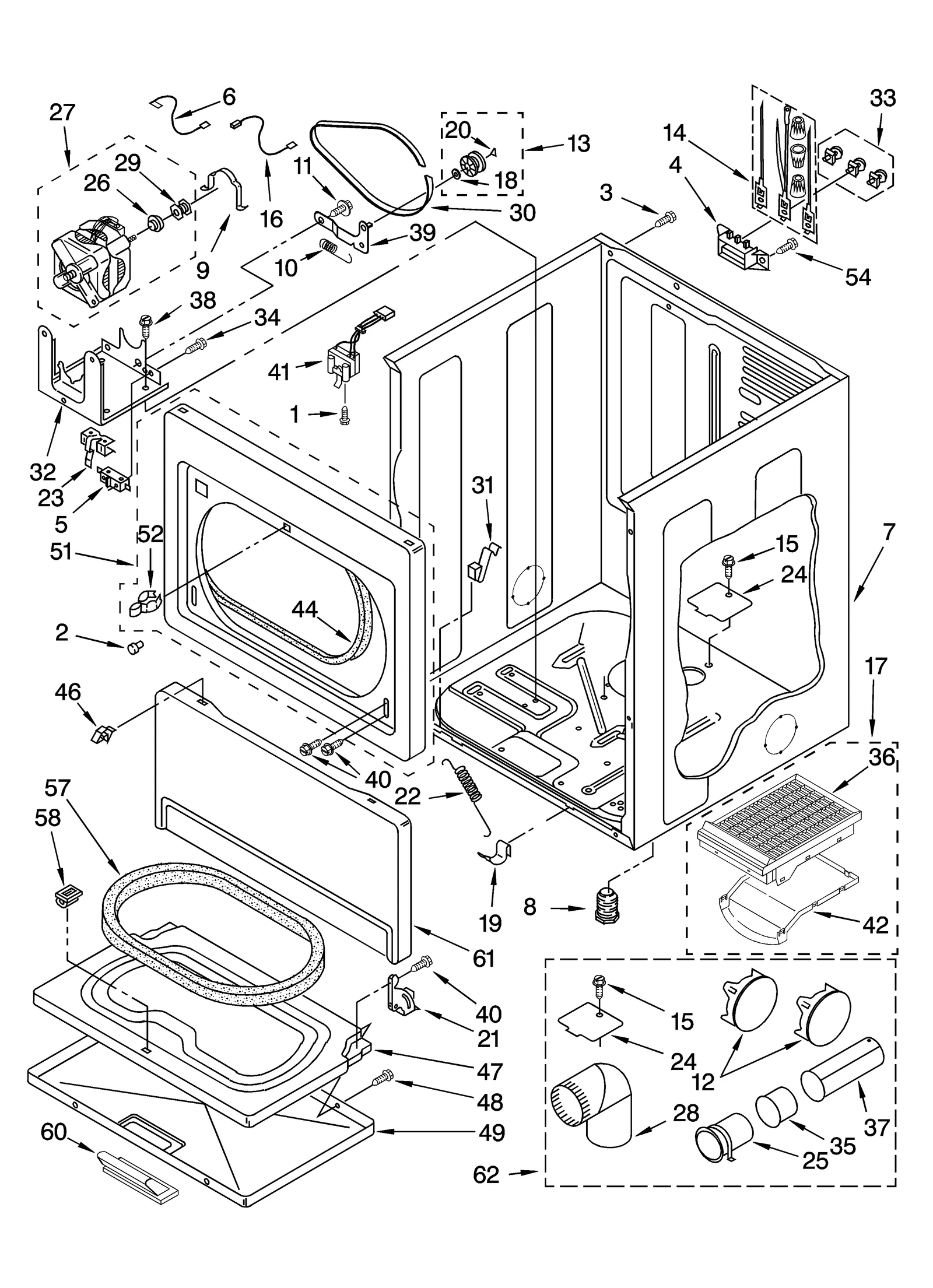 CABINET PARTS AND OPTIONAL PARTS (NOT INCLUDED)