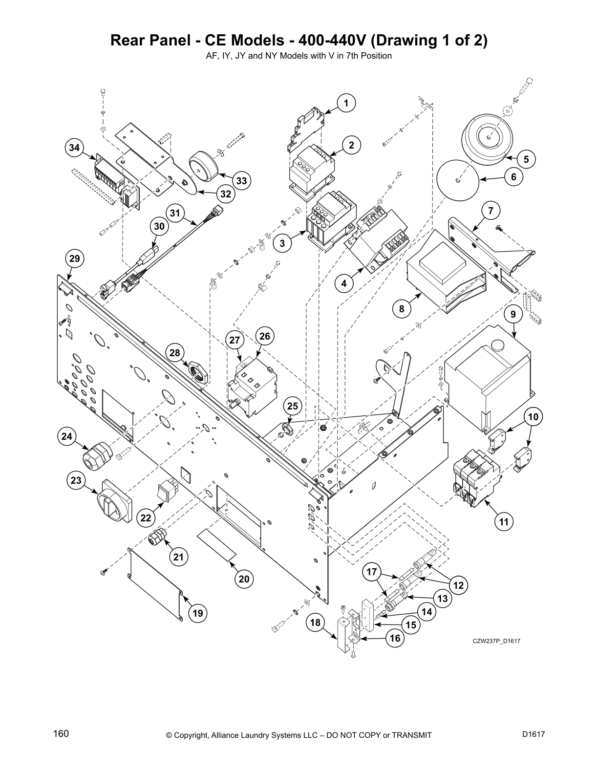 Rear Panel - CE Models - 400-440V (Drawing 1 of 2)