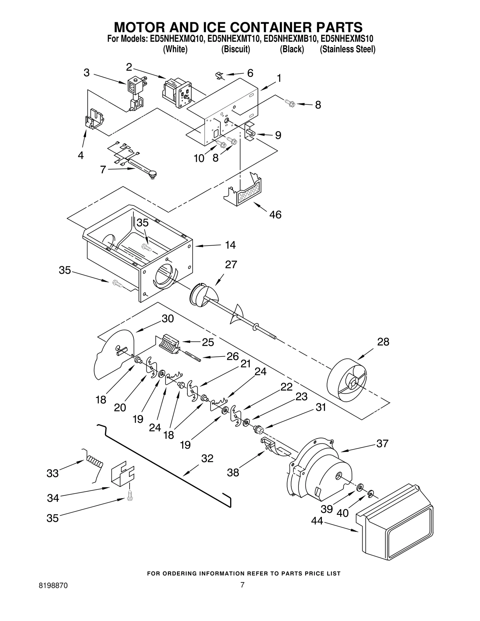 MOTOR AND ICE CONTAINER PARTS