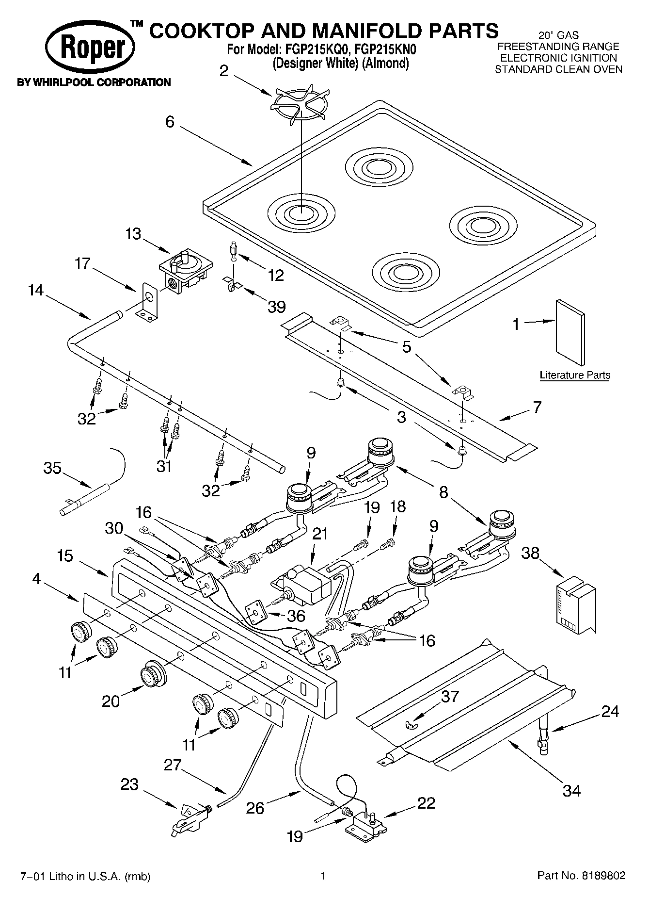 01 - COOKTOP AND MANIFOLD, LITERATURE
