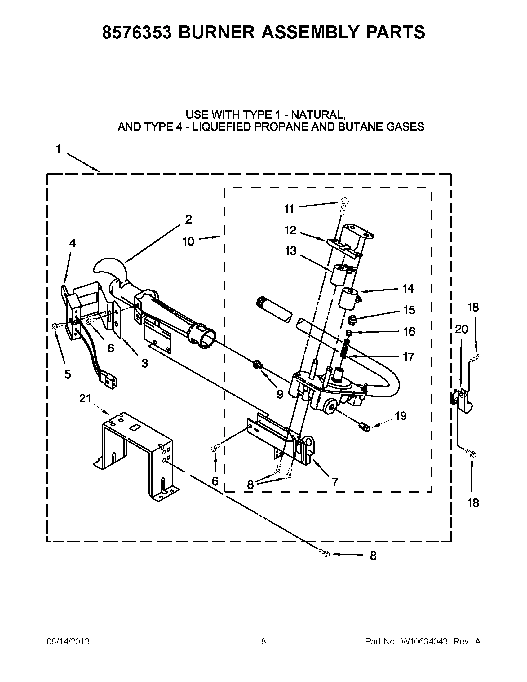 04 - 8576353 BURNER ASSEMBLY PARTS